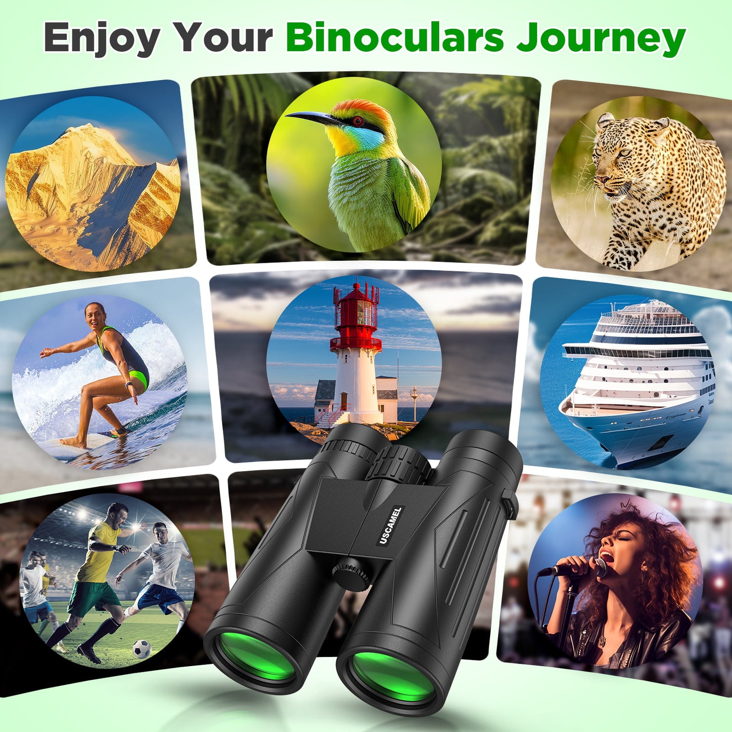 USCAMEL 12x42 Binoculars for Adults, High Power Lightweight Binoculars with Low Light Vision, Compact HD Professional Binoculars for Bird Watching, Stargazing, Hunting, Travel Sports Camping Concerts