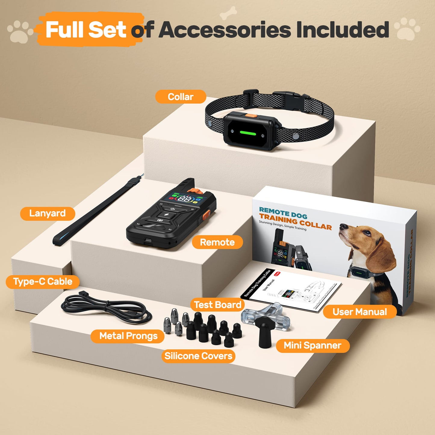 HUTACT Shock Collar with Remote for Large Dogs, HUTACT 2600FT Training Collar Bark Collar Waterproof Adjustable Beep Vibration Shock