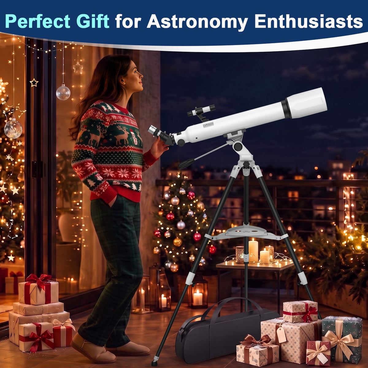 USCAMEL Telescope for Adults Beginners, 80mm Large Aperture 700mm High Powered Refractor Astronomy Telescope with Stable Tripod, Professional Telescope for Moon Planet Observation, Outdoor Stargazing