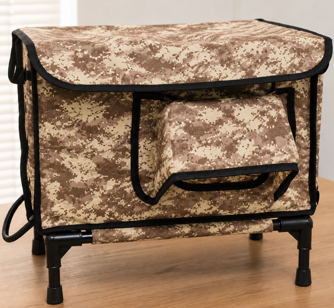 Heated Cat House with Heated Pad for Winter Outdoor Use, Elevated Small Feral Cat House with Escape Door, Outdoor Indoor Cat Shelter with Chew-Proof Cord Circuit Protection