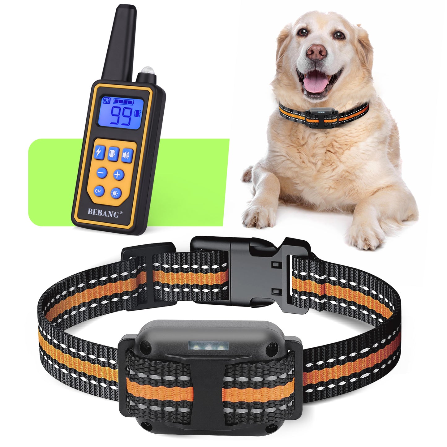 2600FT Dog Training Collar, Dog Shock Collar with Remote, 3 Modes Beep Vibration Shock, Waterproof, LED Light, Rechargeable Dog Shock Collar for Training Small Medium Large Dogs