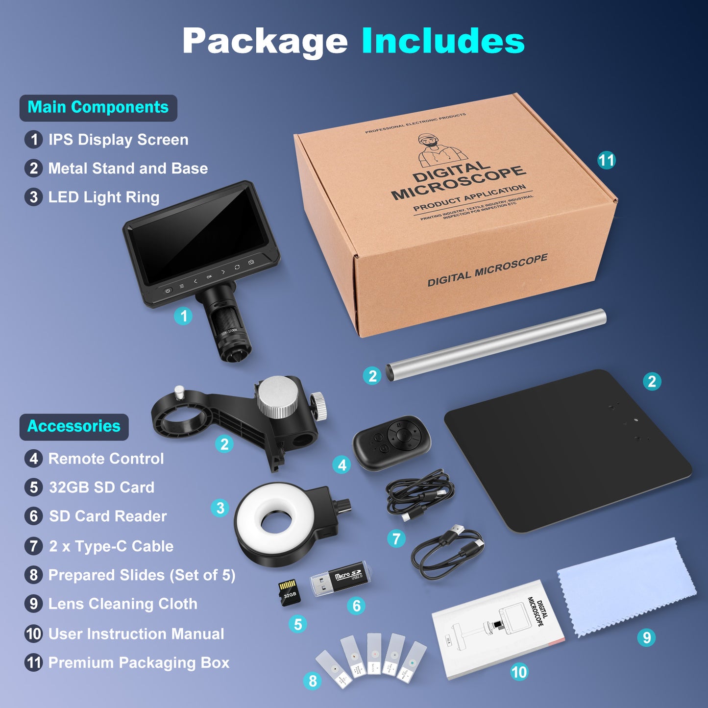 HUTACT Digital Microscope for Adults, Coin Microscope with Light Electronic Repair, Soldering, Magnifier, 7 in Screen PC View Compatible with Windows MacOS