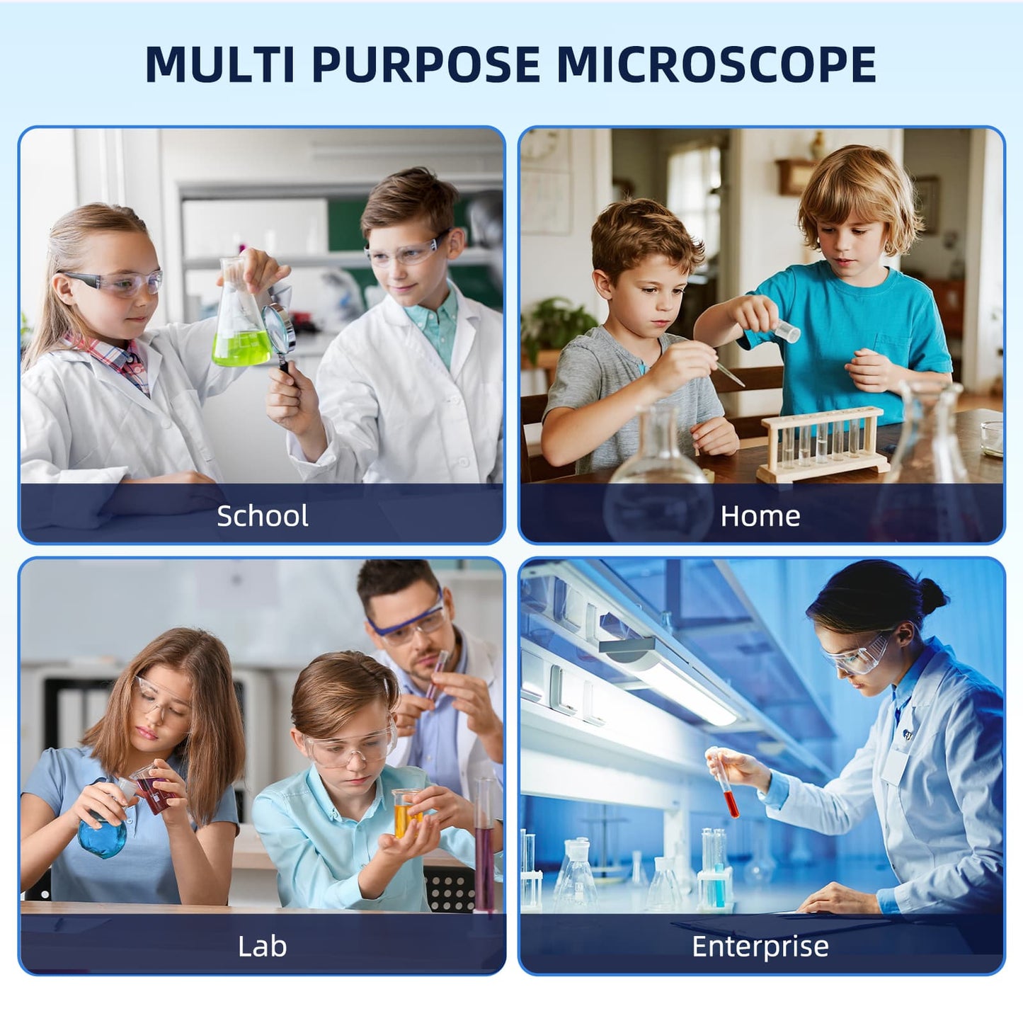 USCAMEL Microscope Set for Beginner, Kids Microscope 2000x Compound Microscope for Students Adults w/Prepared Slides
