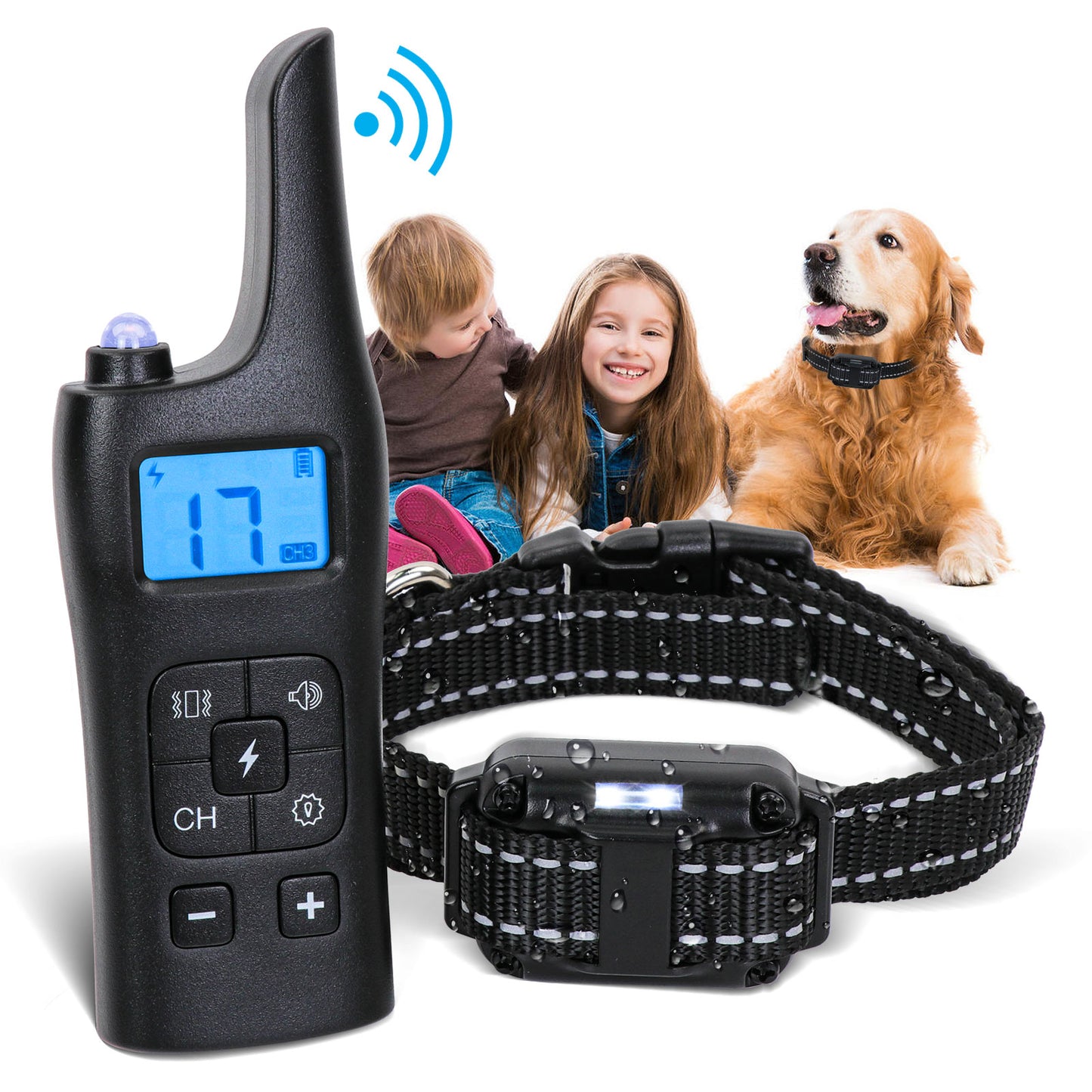 Uscamel Dog Training Collar with 3 Modes, Waterproof Rechargeable Shcok Collar for Large, Medium, and Small Dog Breeds