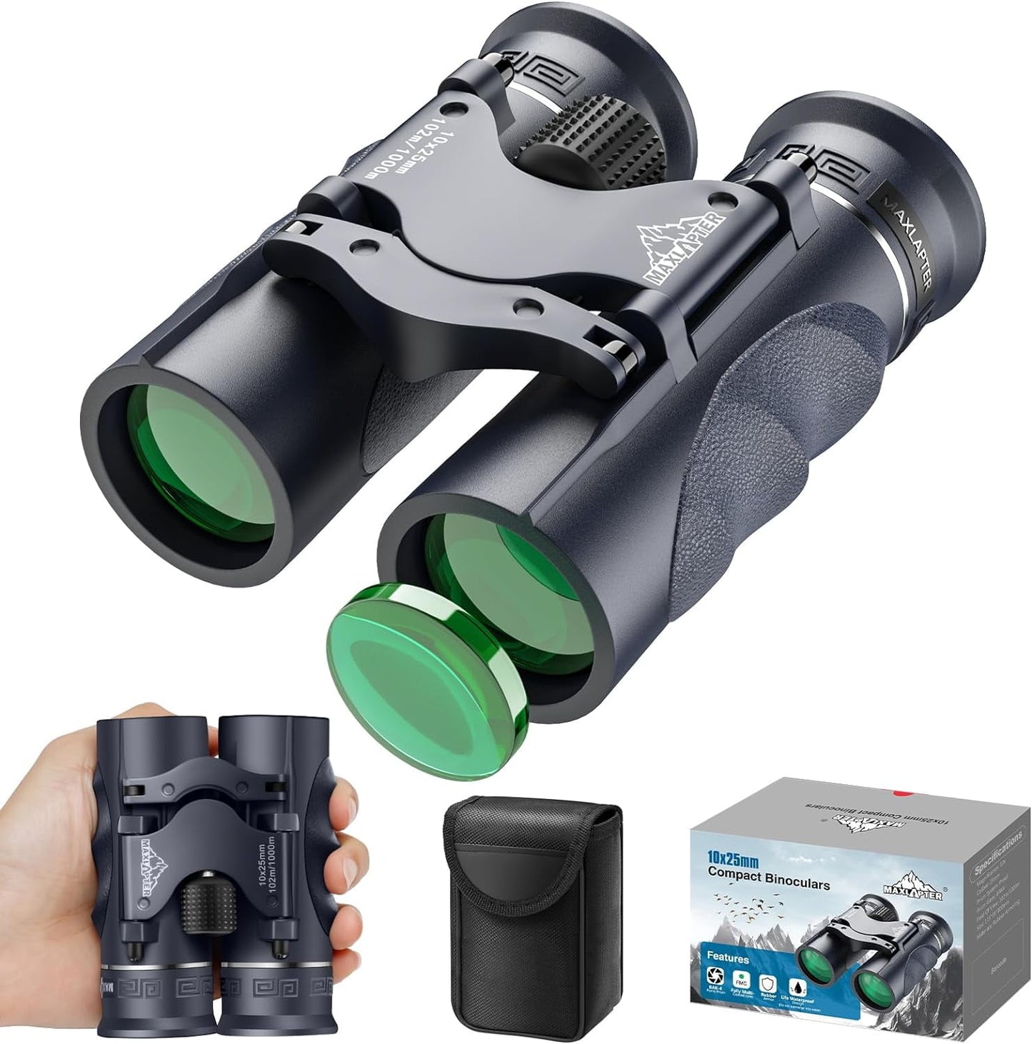 10x25 Binoculars for Adults Kids, BAK4 Large Viewing Angle Retractable Binoculars, Easy Focusing for Bird Watching Outdoor Travel