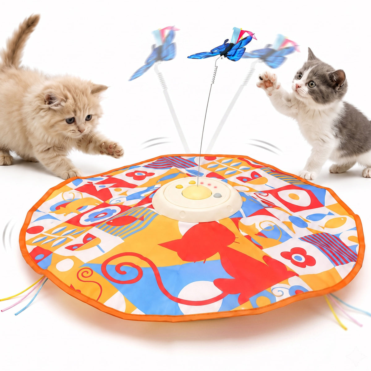 HUTACT Interactive Cat Hunting Toy, 3 Speeds Automatic Cat Toy, 1200mAh Rechargeable Hide and Seek Cat Toy 3 Modes Touch Activated Exercise Toy for Indoor Cats Electric Kitten Toys