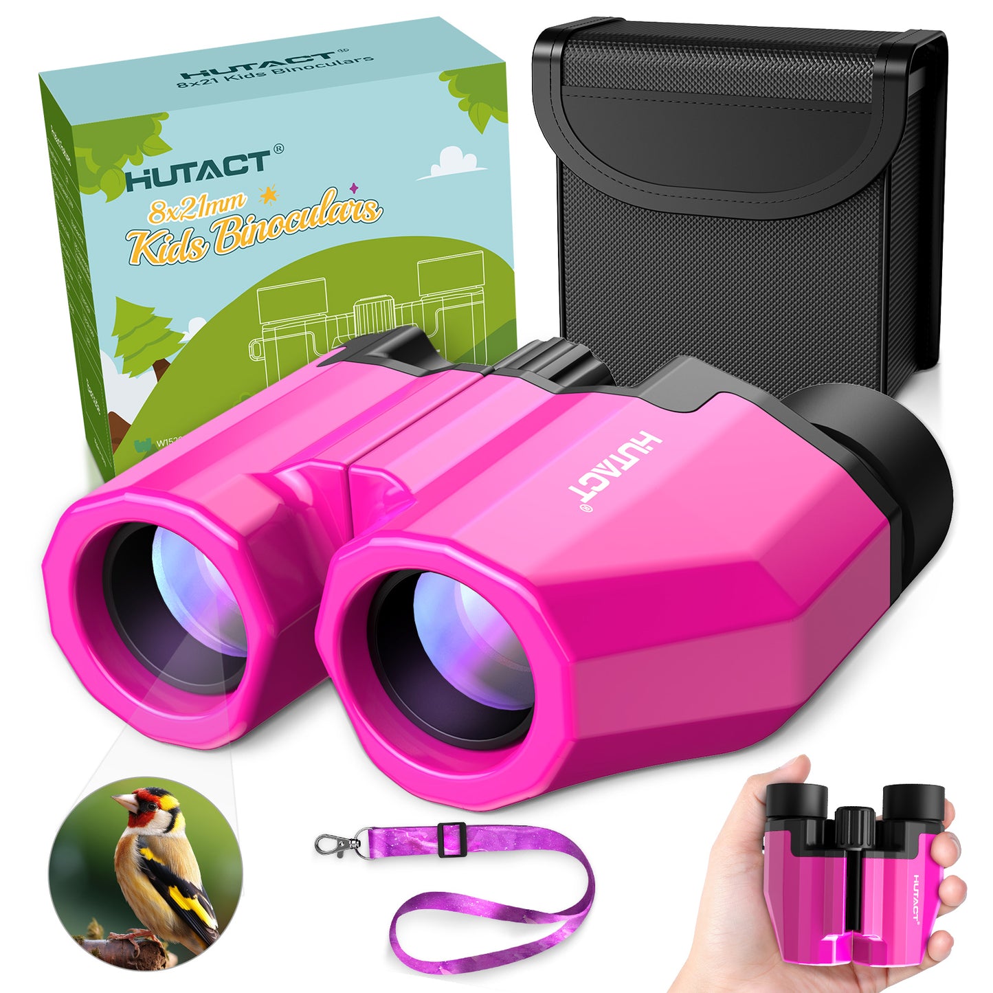 HUTACT Kids Binoculars, 8x21 Binoculars for Adults Child Beginner, FMC Porro Small Pocket Binoculars for Outdoors Bird Watching Sports Event Concert Camping