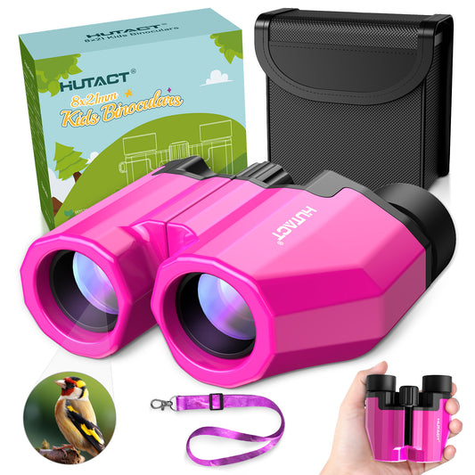 HUTACT Kids Binoculars, 8x21 Binoculars for Adults Child Beginner, FMC Porro Small Pocket Binoculars for Outdoors Bird Watching Sports Event Concert Camping