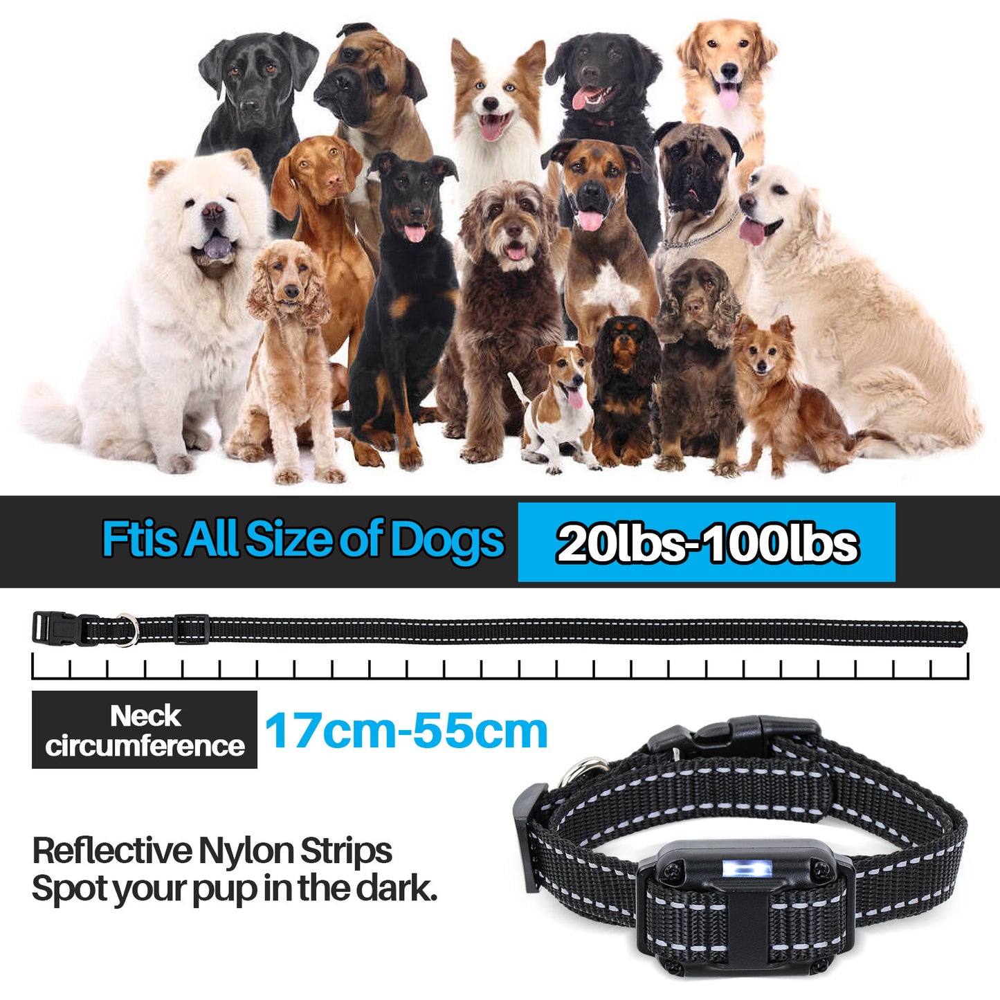 Uscamel Dog Training Collar with 3 Modes, Waterproof Rechargeable Shcok Collar for Large, Medium, and Small Dog Breeds