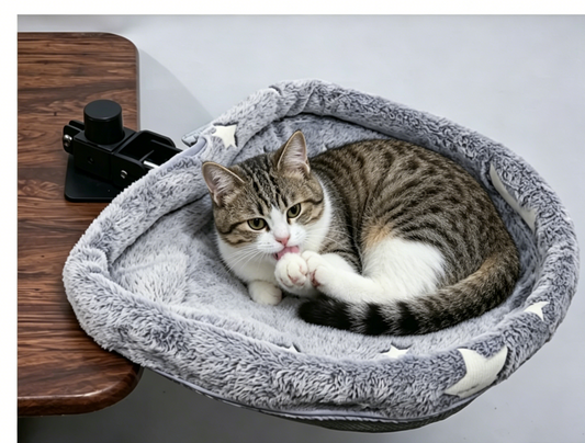 HUTACT Soft Cat Desk Hammock Bed for Indoor Cats Sleeping, 360° Rotatable Foldable Adjustable Pet Table Nest Cat Perch, Heavy Duty Holds Up to 40 Pounds, Suitable for All Desktops