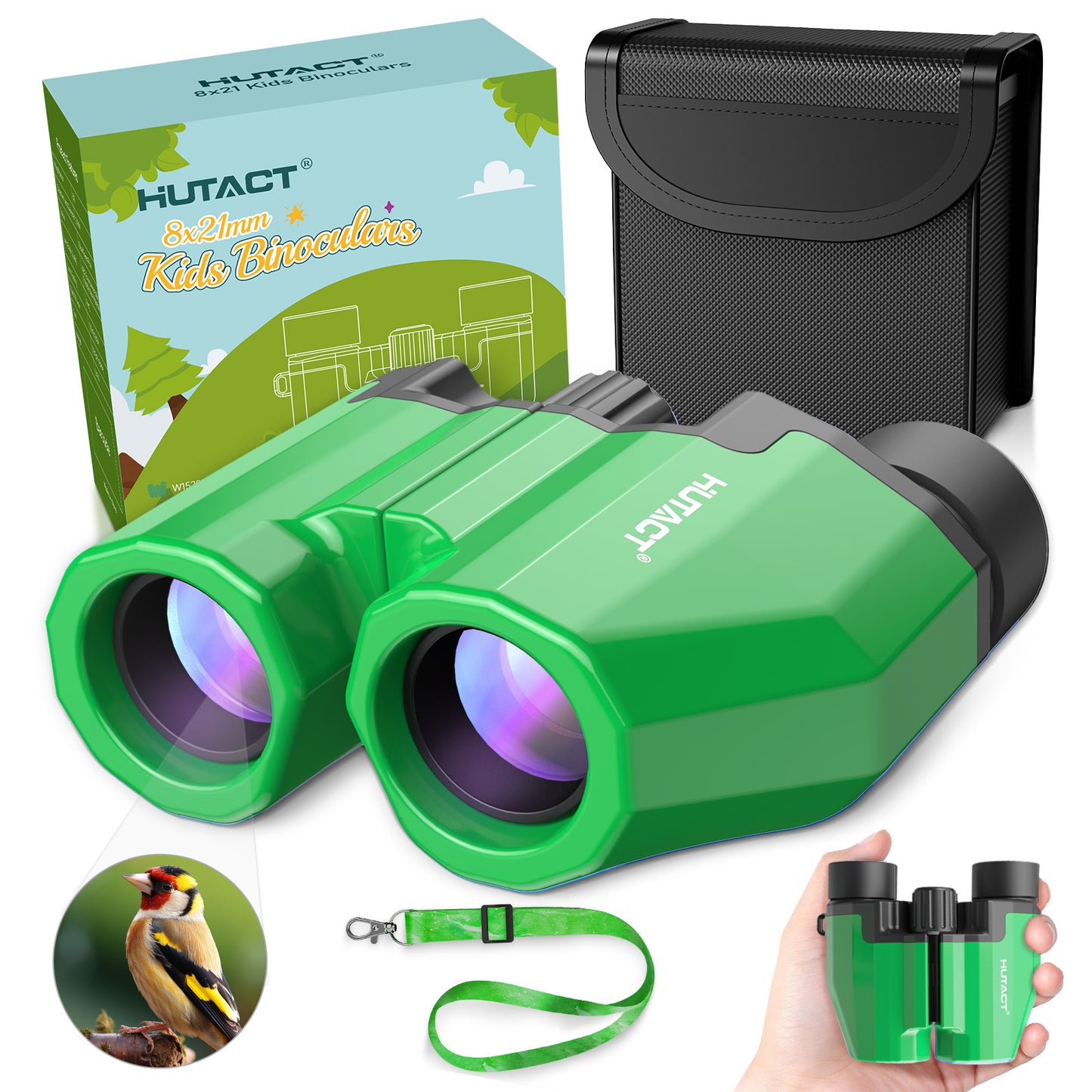 HUTACT Kids Binoculars, 8x21 Binoculars for Adults Child Beginner, FMC Porro Small Pocket Binoculars for Outdoors Bird Watching Sports Event Concert Camping