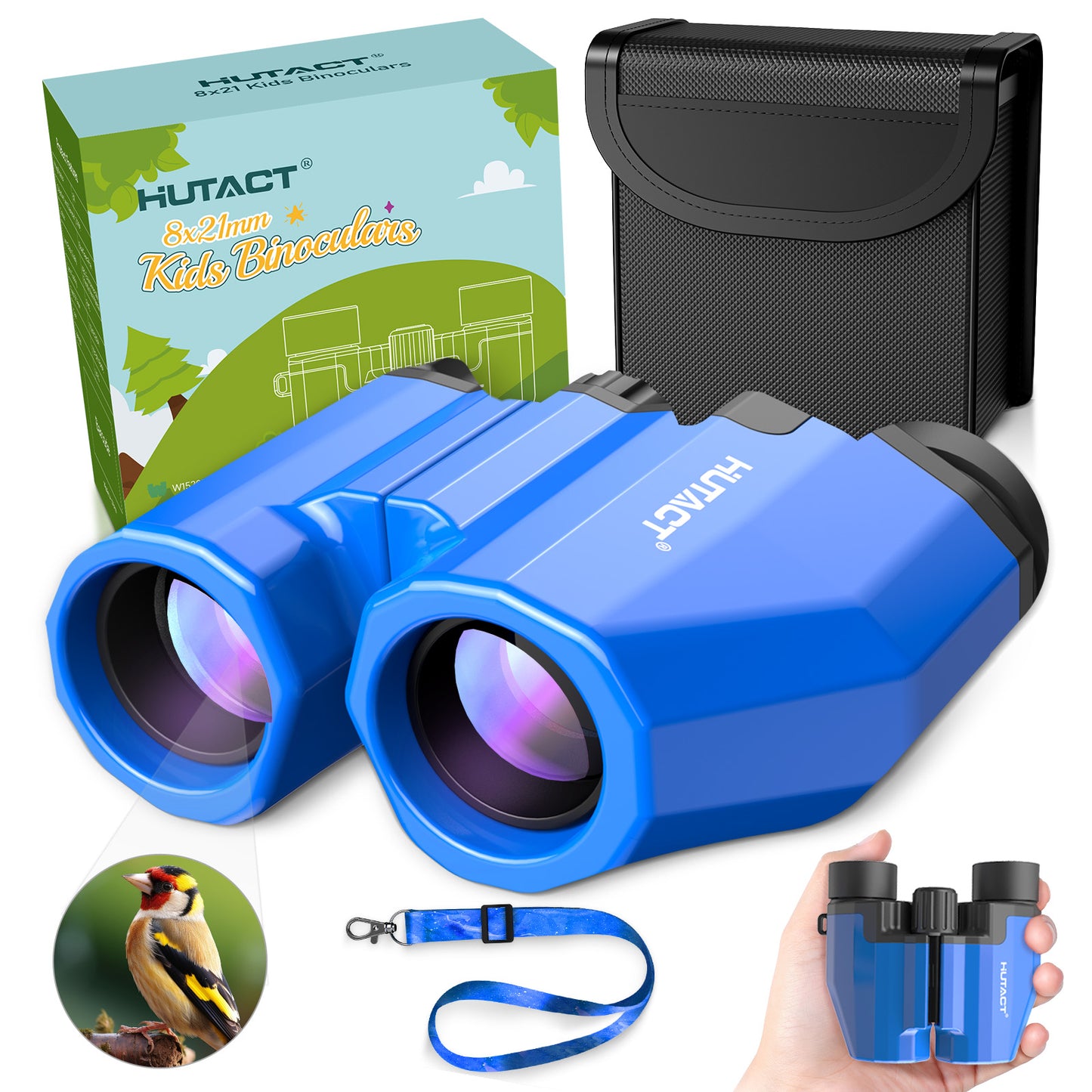 HUTACT Kids Binoculars, 8x21 Binoculars for Adults Child Beginner, FMC Porro Small Pocket Binoculars for Outdoors Bird Watching Sports Event Concert Camping
