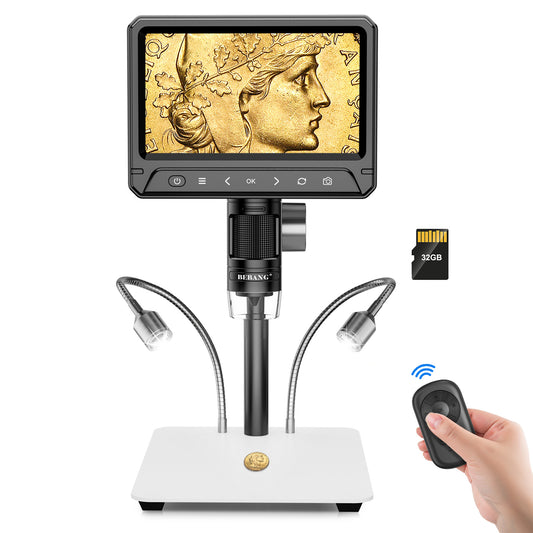 7" LCD Digital Microscope for Adults, 1200X Soldering Microscope, Coin Magnifier for Error Coins, Windows MacOS Compatible, 32G