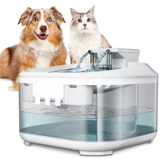 Cat Water Fountain, 4.5L Automatic Pet Water Fountain Battery Operated, Wireless Cat Fountain Dog Water Dispenser with Quiet Pump, BPA-Free, White