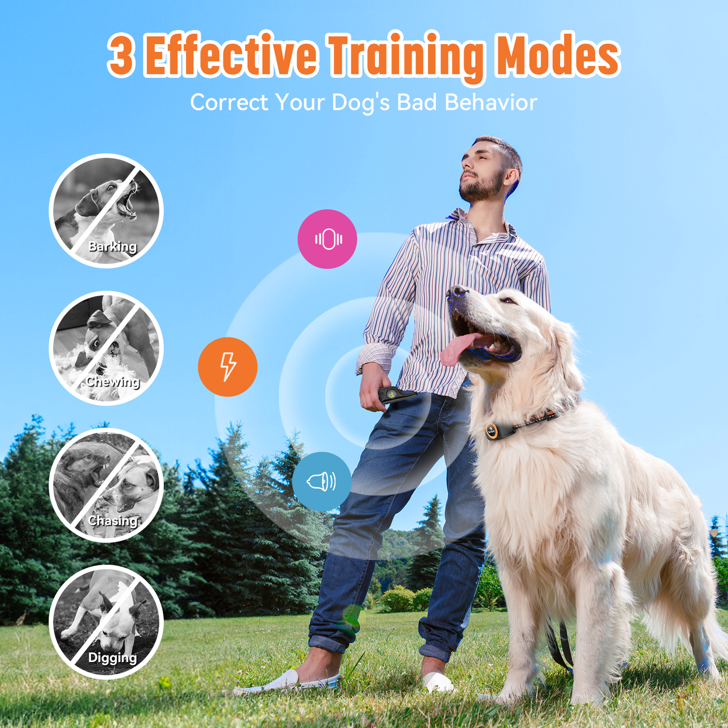 Dog Training Collar 2 Dogs with Remote, With Beep, Vibration, Shock, Light and Keypad Lock Mode, Waterproof Electric Dog Collar Set for Small Medium Large Dogs