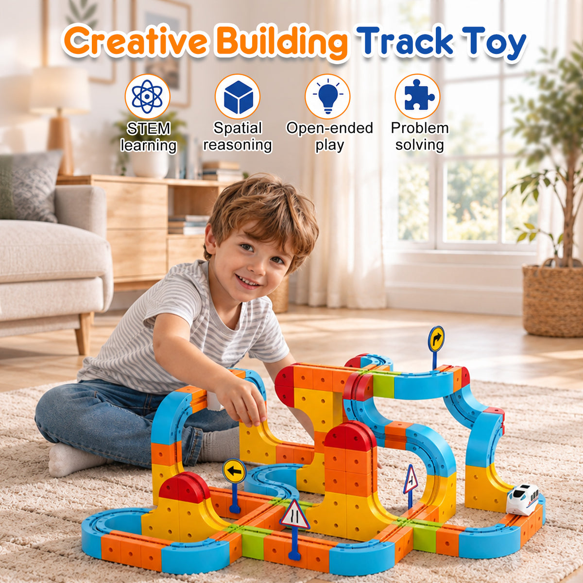148pcs Electric Train Set for Kids, Infinity Flexible Tracks, DIY Race Track Block Building Toys, STEM Train Toys Birthday Gifts for Boys and Girls Age 3+ Years Old