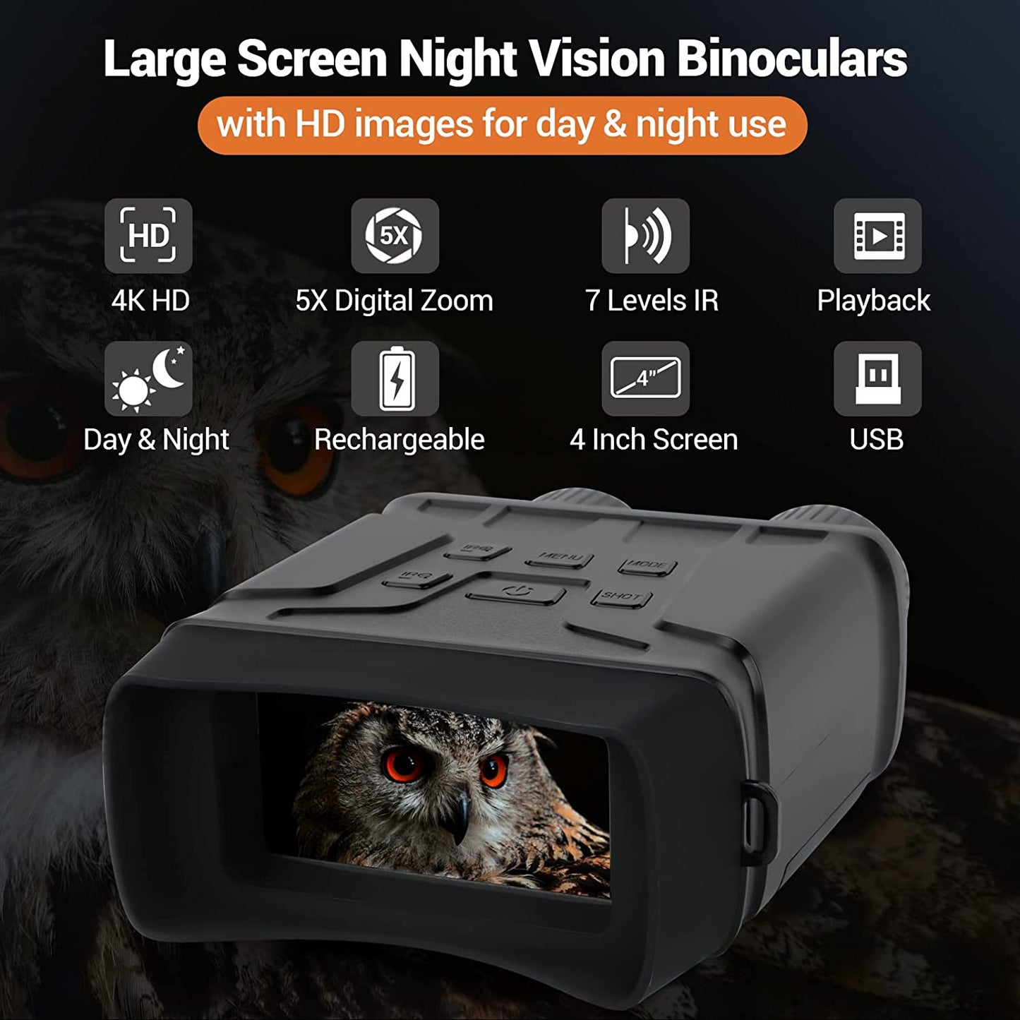 Night Vision Goggles, 7 Level Infrared Digital Night Vision Binoculars 32GB HD Photo And Video Capture, Type-C Rechargeable