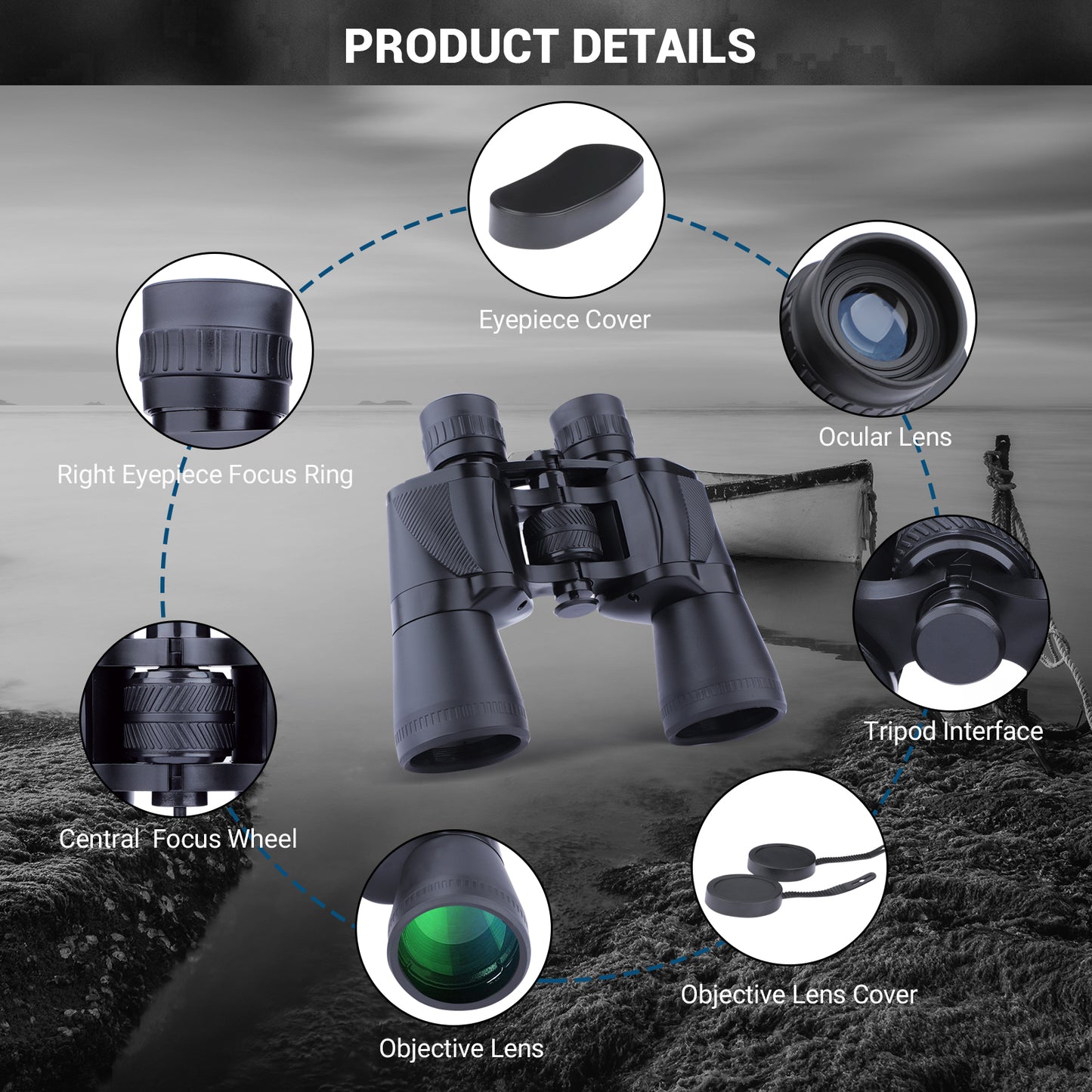 20X50 Binoculars for Adults Kids, Waterproof Binoculars with Low Light Vision, Powerful Binoculars for Bird Watching Hunting