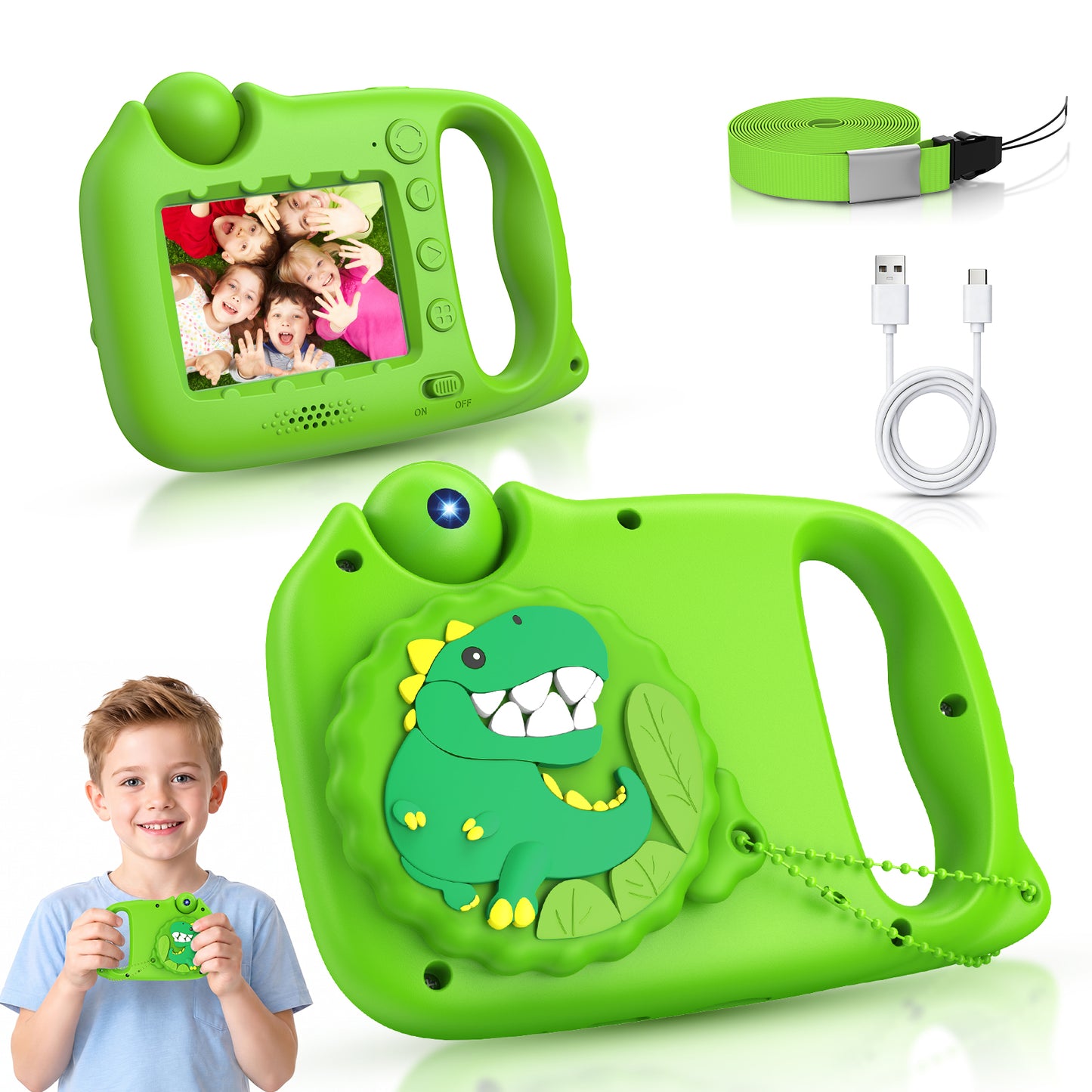 USCAMEL Kids Camera with Reversible Lens, Upgrade 2 in 1 Handheld Camera, 2.4" Digital Video Camera 1080p Portable Creative Toy for Photography & Play, Gift for Girls Boys