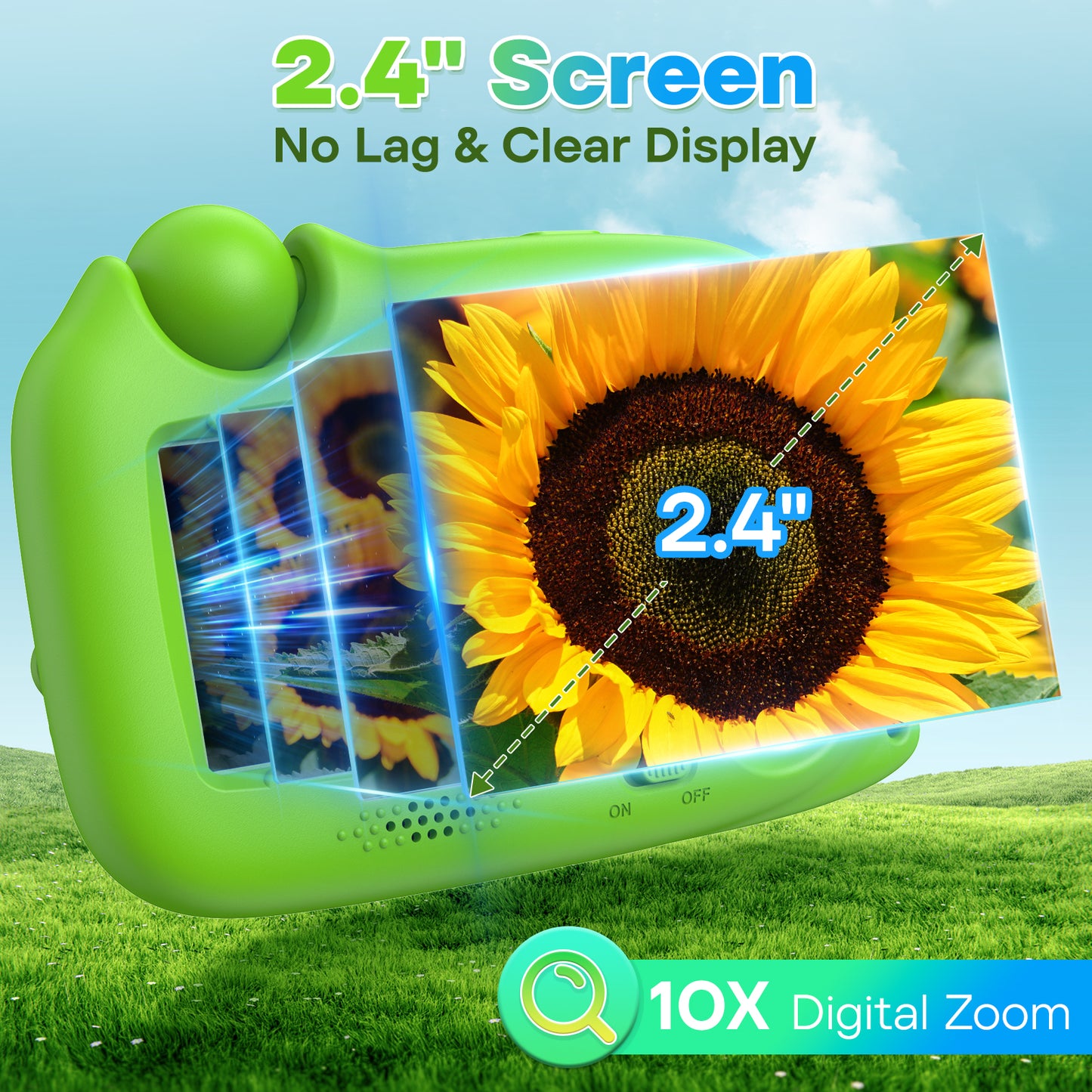 USCAMEL Kids Camera with Reversible Lens, Upgrade 2 in 1 Handheld Camera, 2.4" Digital Video Camera 1080p Portable Creative Toy for Photography & Play, Gift for Girls Boys