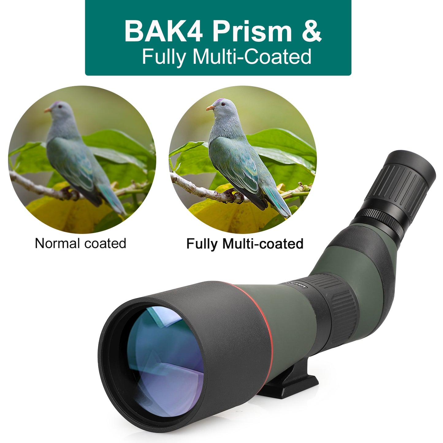 USCAMEL 20-60x Spotting Scopes 80mm Large Aperture High Powered BAK4 Telescope w/Tripod Carry Bag for Birding, Hunting, Shooting