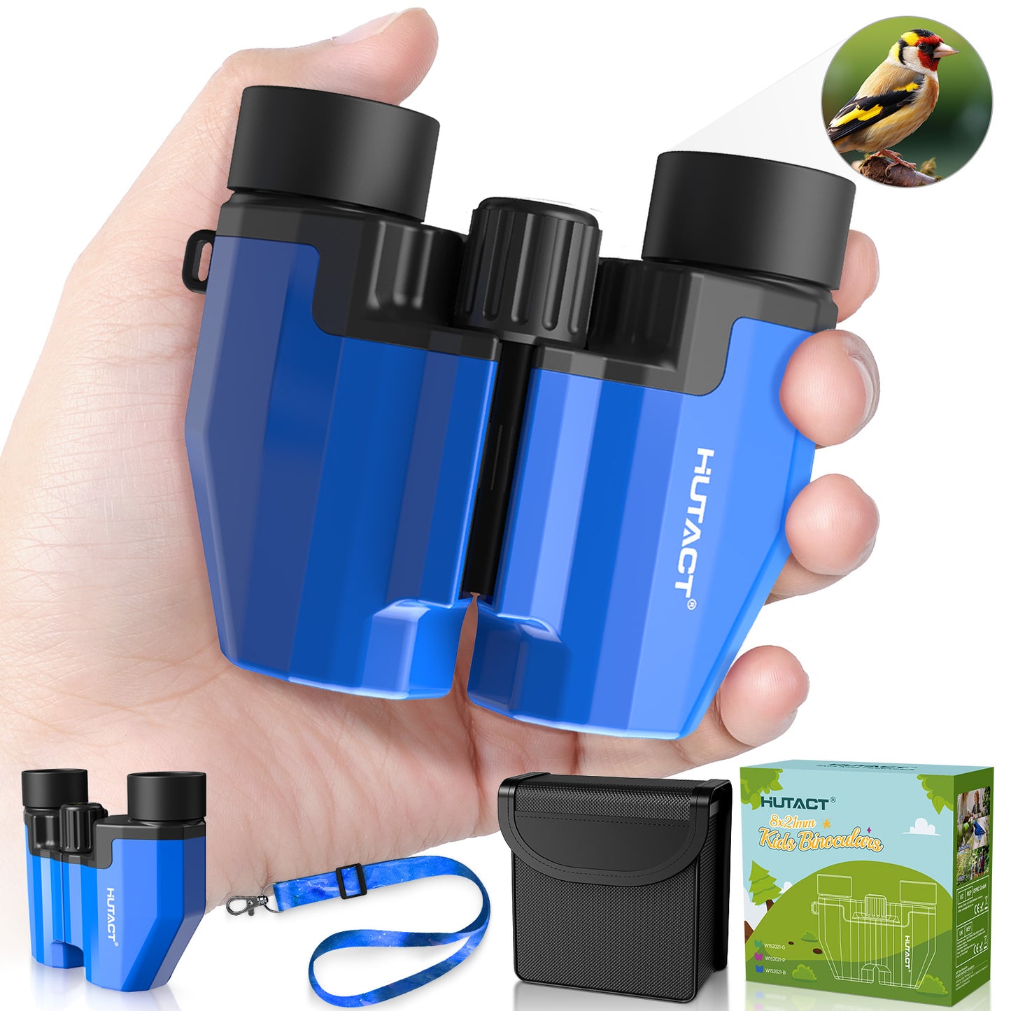 HUTACT Kids Binoculars, 8x21 Binoculars for Adult Beginner, FMC Porro Small Pocket Binoculars for Outdoors Bird Watching Sports Event Concert Camping