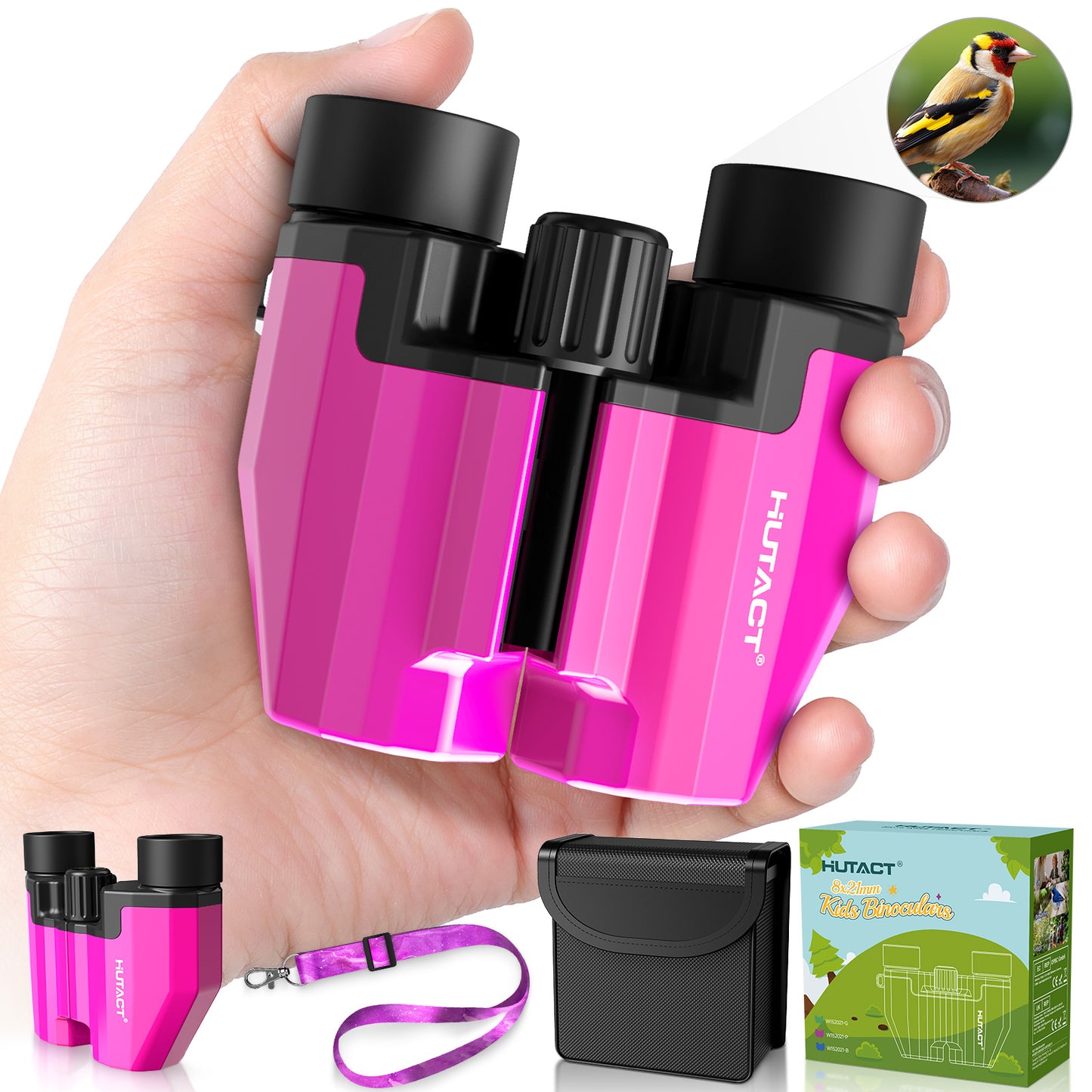 HUTACT Kids Binoculars, 8x21 Binoculars for Adult Beginner, FMC Porro Small Pocket Binoculars for Outdoors Bird Watching Sports Event Concert Camping