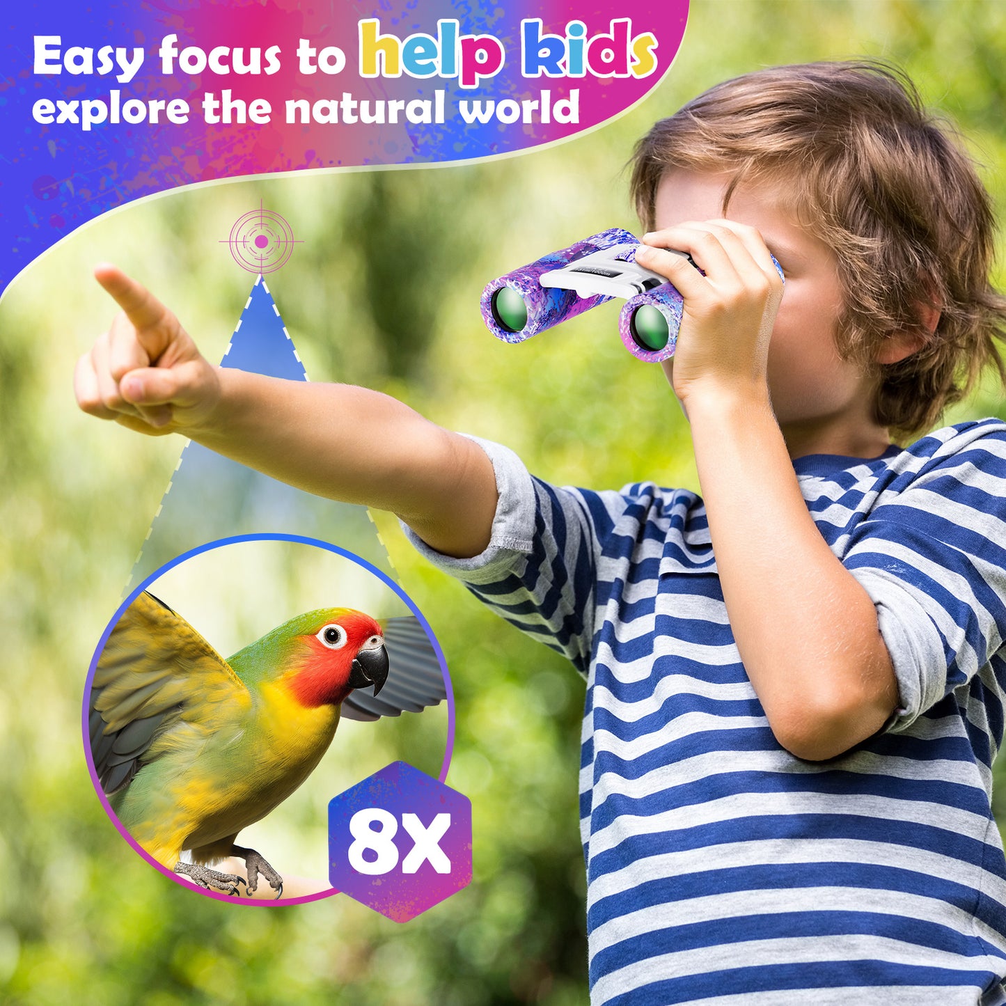 USCAMEL 8x21 Binoculars for Kids and Adults, Mini Porcket Binoculars for Birding, Camping, Climbing, Compact Binoculars Toys Gift for Girls and Boys