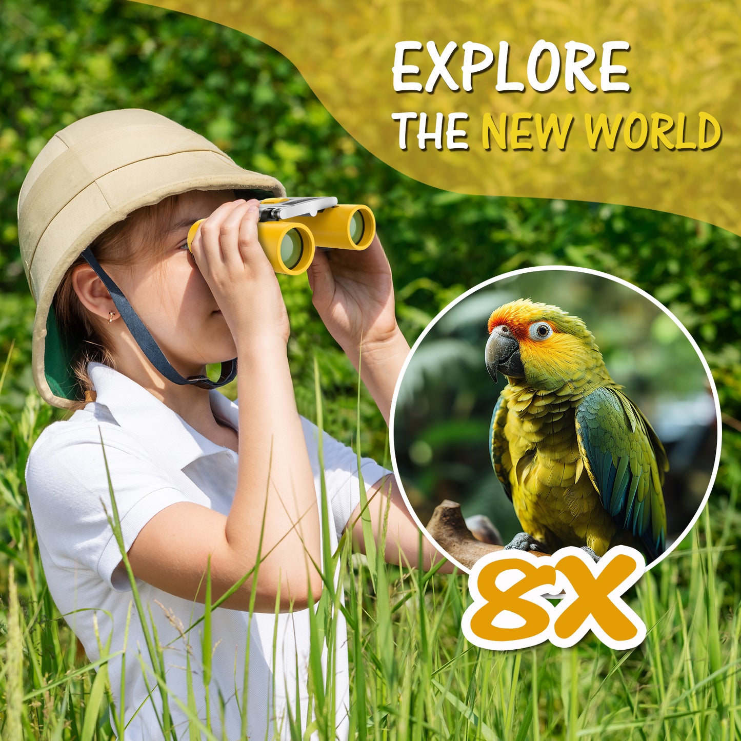 USCAMEL Kids Binoculars, 8x21 Binoculars for Children w/Neck Strap Storage Bag, Gift Binoculars for Outdoor Camping Bird Watching