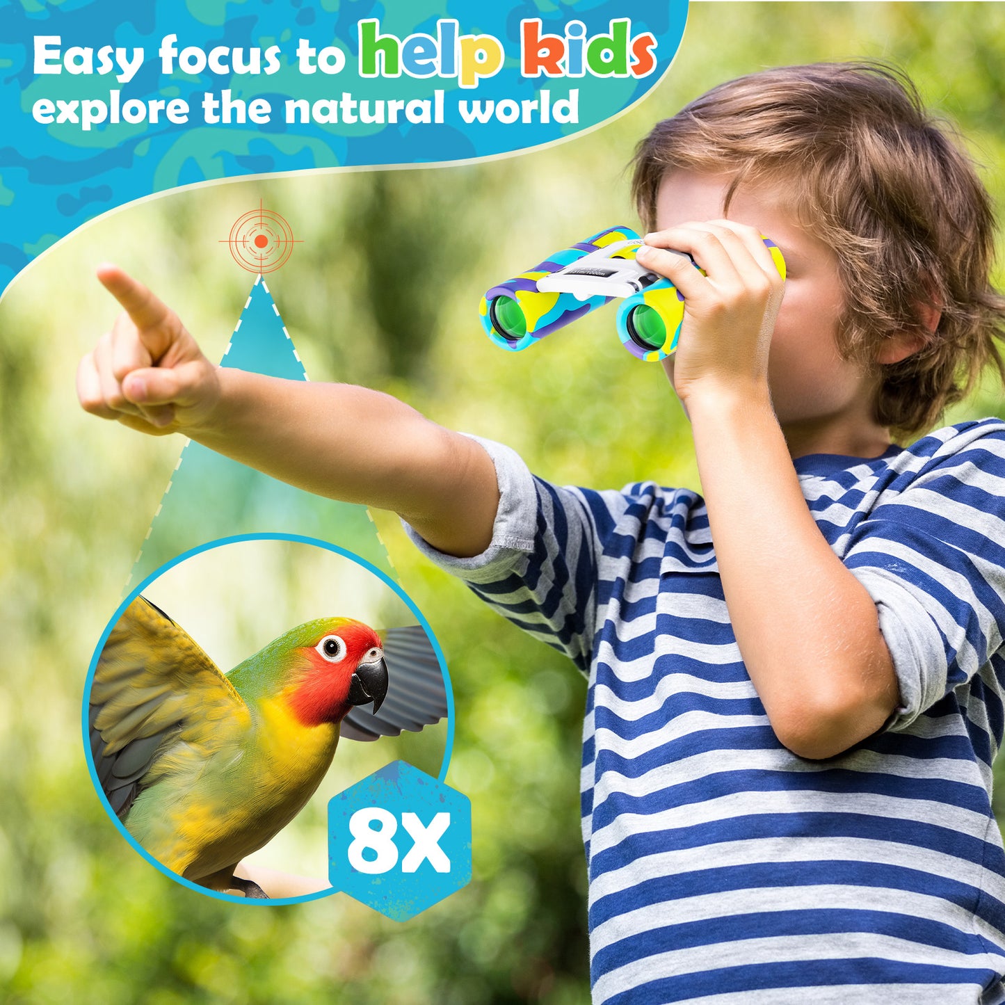 USCAMEL 8x21 Binoculars for Kids and Adults, Mini Porcket Binoculars for Birding, Camping, Climbing, Compact Binoculars Toys Gift for Girls and Boys