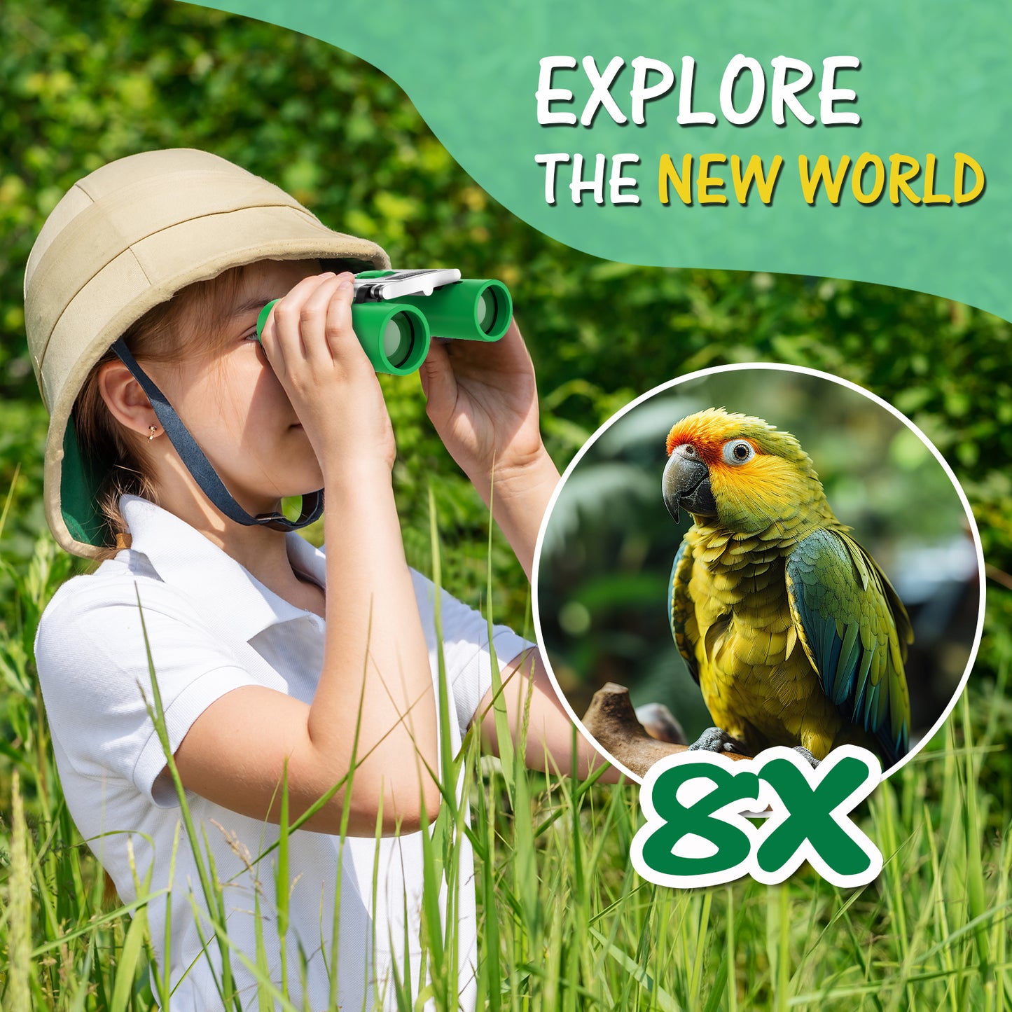 USCAMEL Kids Binoculars, 8x21 Binoculars for Children w/Neck Strap Storage Bag, Gift Binoculars for Outdoor Camping Bird Watching