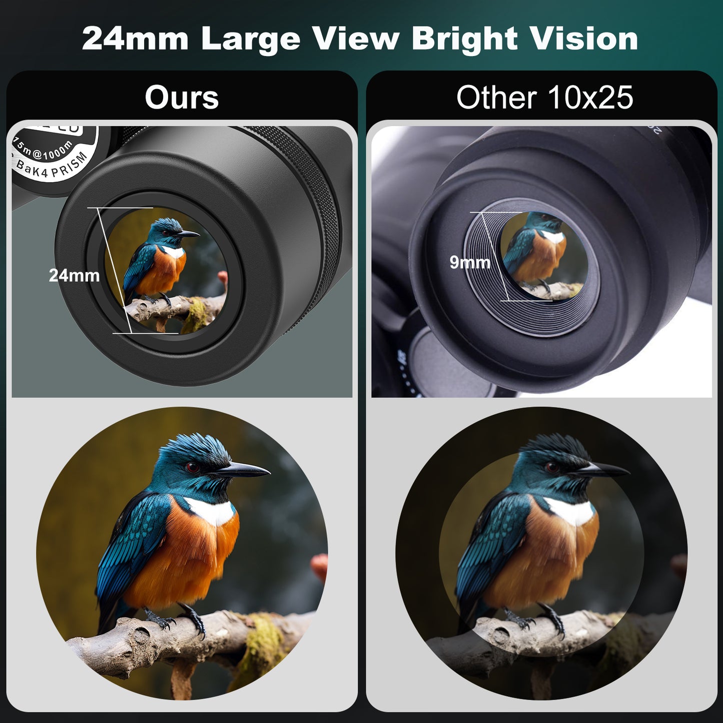 USCAMEL ED Binoculars for Adults, 10x42mm Binoculars Waterproof FMC Bak4 Prism Clear View Binoculars for Cruise Travel Bird Watching, Black