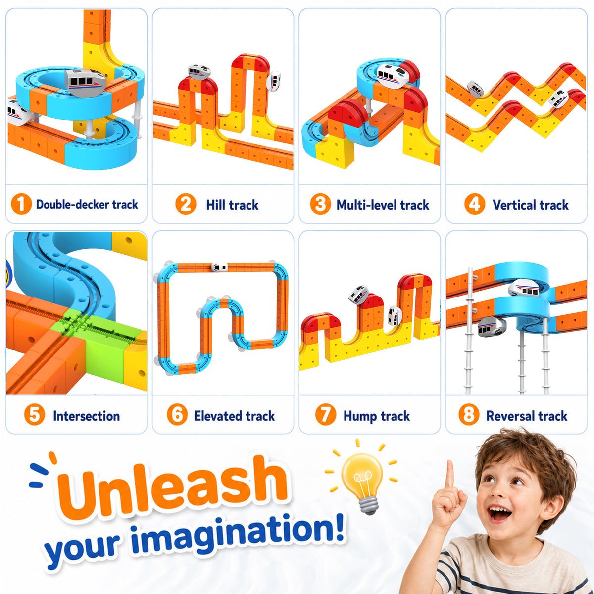 148pcs Electric Train Set for Kids, Infinity Flexible Tracks, DIY Race Track Block Building Toys, STEM Train Toys Birthday Gifts for Boys and Girls Age 3+ Years Old