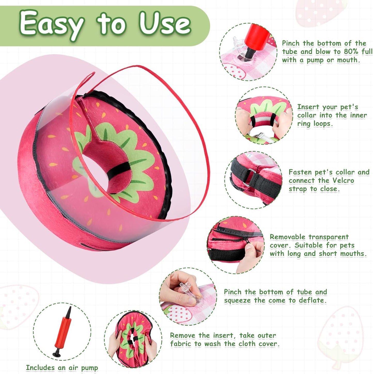 Inflatable Dog Cone, Protective Dog Donut Collar after Surgery for Small Dog