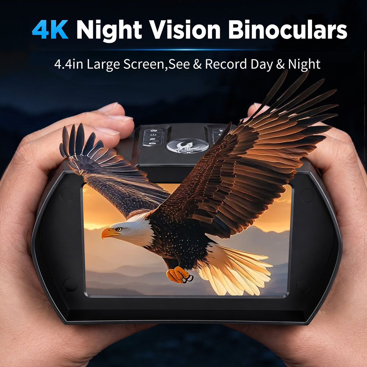 USCAMEL 4.4" Night Vision Binoculars for Adults, 4K Infrared Digital Night Vision Goggles Day & Night Use, 3000FT Long Range Viewing, 10X Aluminum Alloy Binoculars for Hunting Wildlife Watching