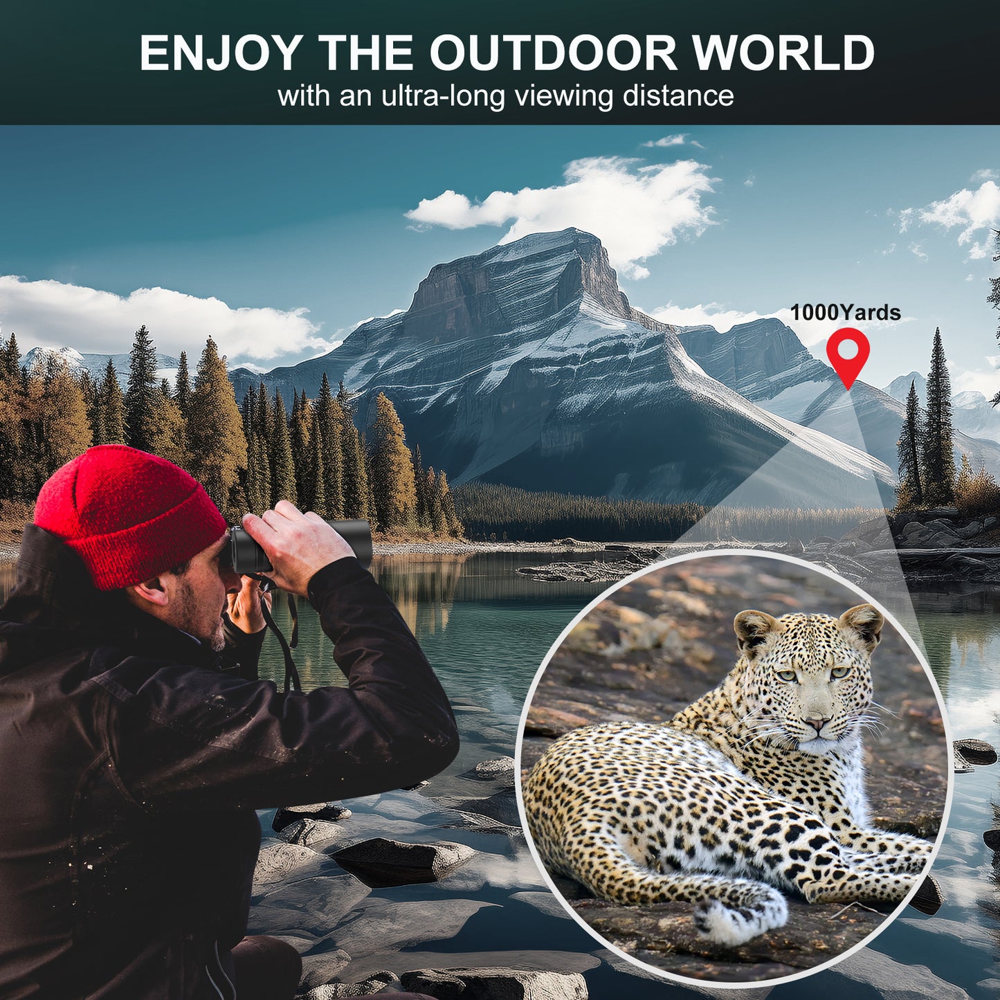 USCAMEL ED Binoculars for Adults, 10x42mm Binoculars Waterproof FMC Bak4 Prism Clear View Binoculars for Cruise Travel Bird Watching, Black