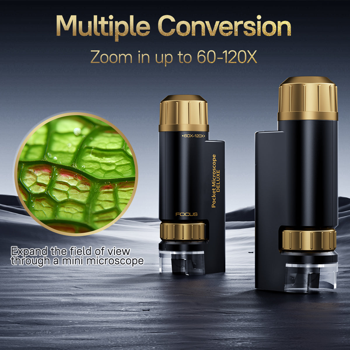 Mini Microscope for Kids, 60x-120x Pocket Microscope LED Light Handheld Small Lightweight Child Toy Kid Microscope with 5pcs Prepared Slides Storage Bag