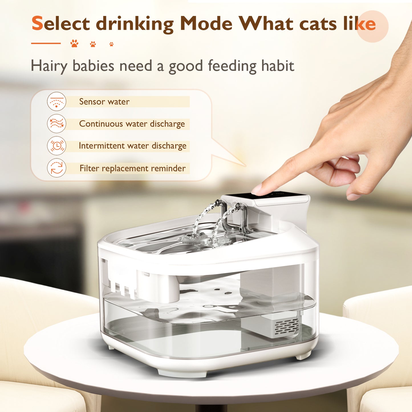 Cat Water Fountain, 4.5L Automatic Pet Water Fountain Battery Operated, Wireless Cat Fountain Dog Water Dispenser with Quiet Pump, BPA-Free, White