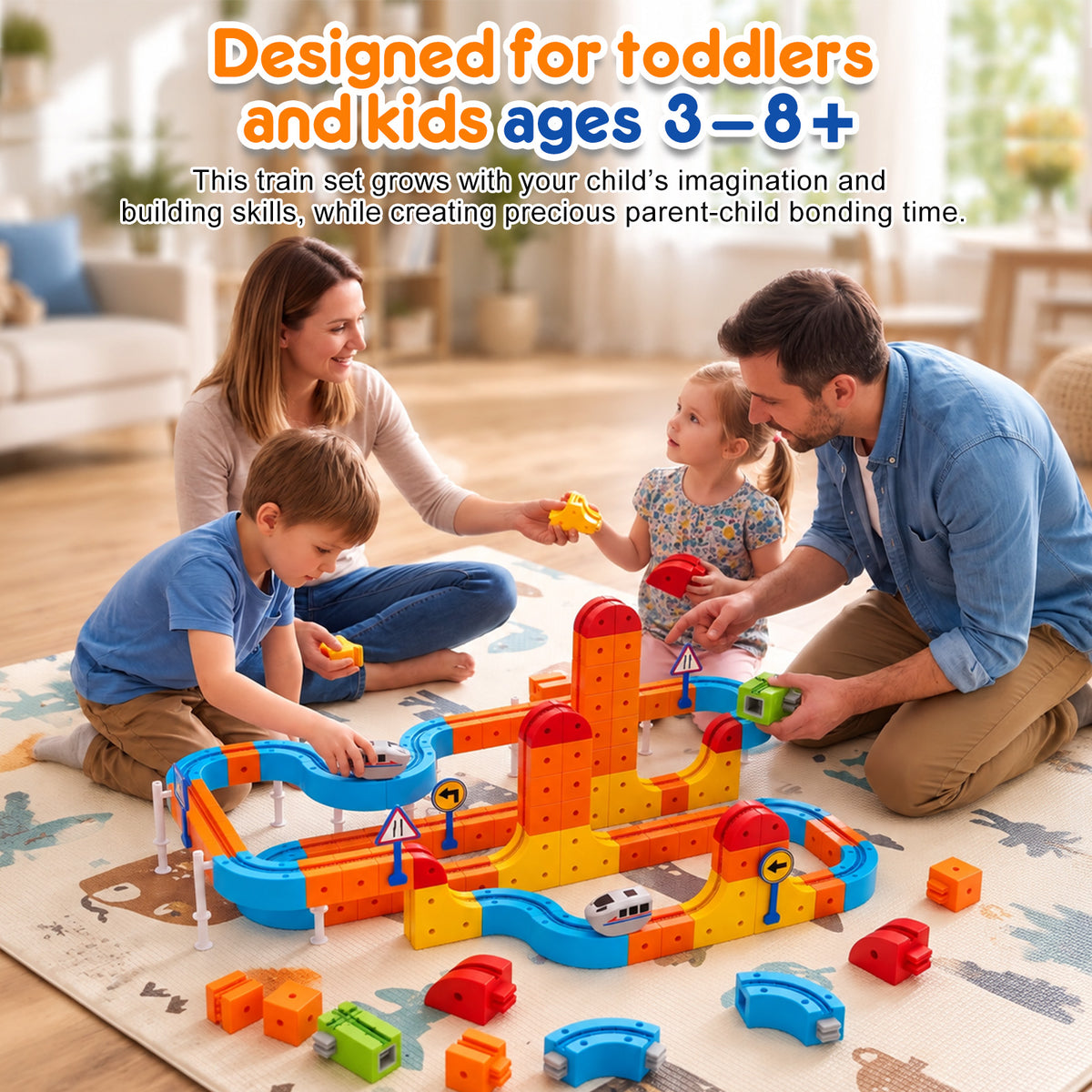 148pcs Electric Train Set for Kids, Infinity Flexible Tracks, DIY Race Track Block Building Toys, STEM Train Toys Birthday Gifts for Boys and Girls Age 3+ Years Old