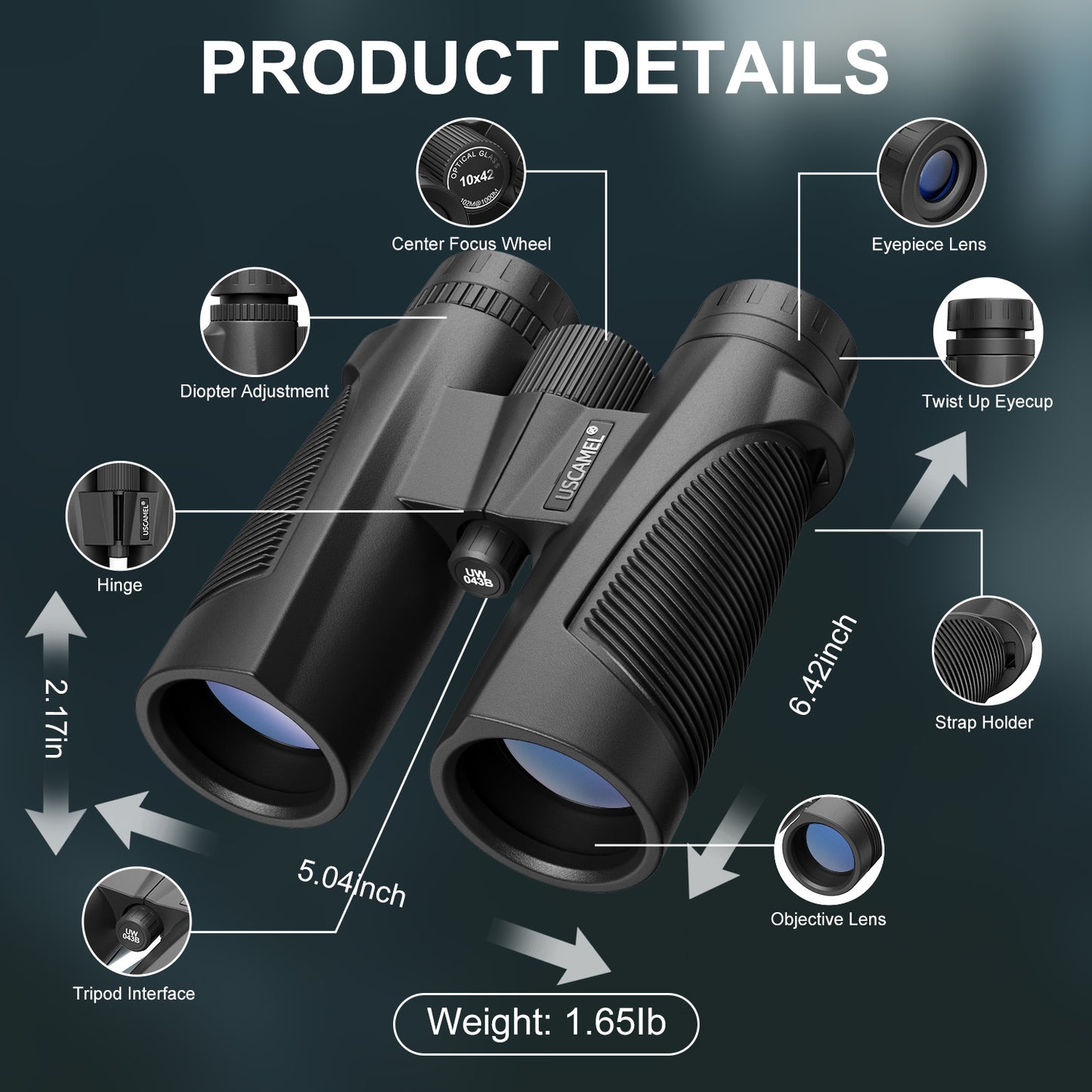 Binoculars for Adults, 10x42 Binoculars for Bird Watching Sports Climbing, FMC BAK4 Waterproof Fog-proof Binoculars BAK4 FMC Sharp View Low Night Light Vision w/Storage Bag