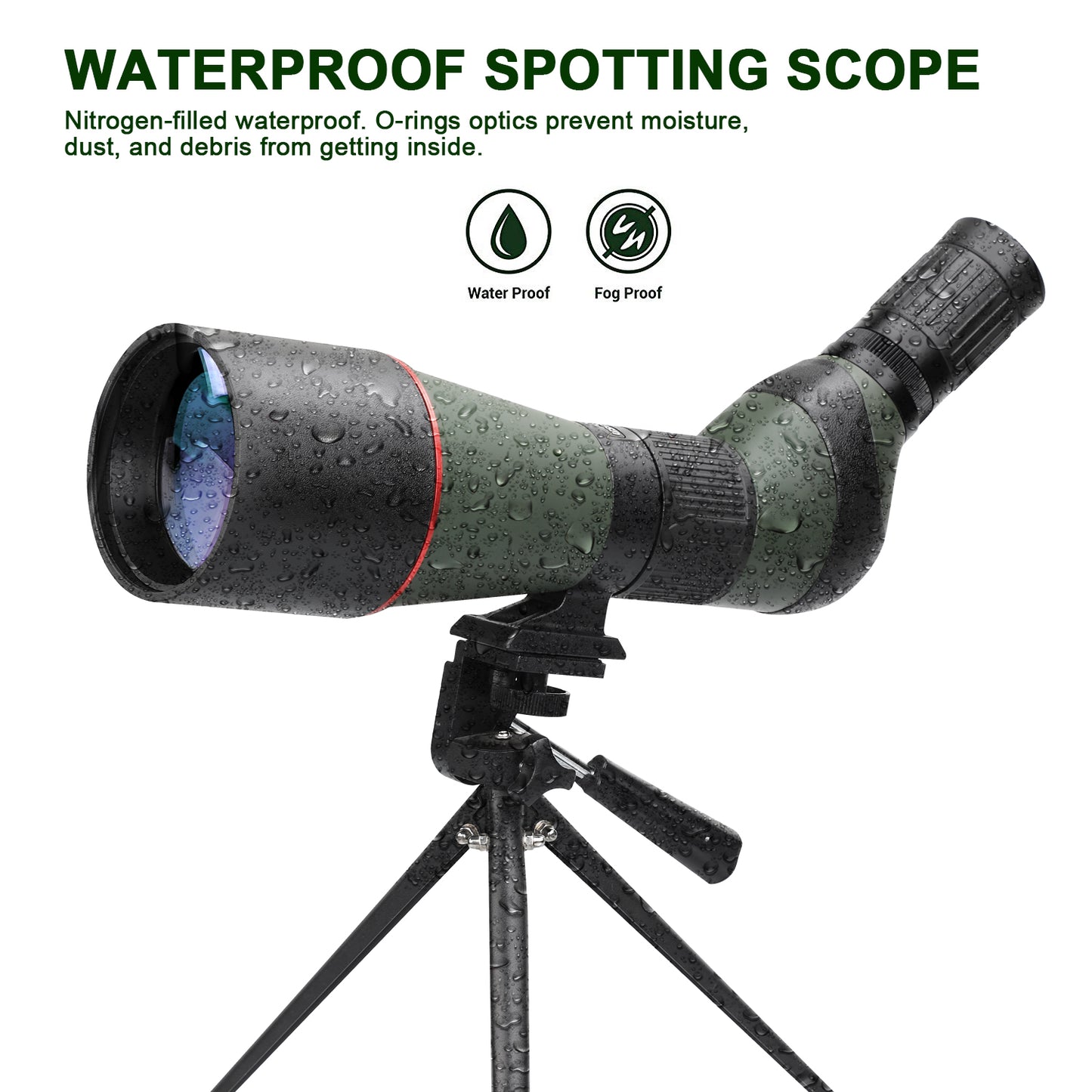 USCAMEL 20-60x Spotting Scopes 80mm Large Aperture High Powered BAK4 Telescope w/Tripod Carry Bag for Birding, Hunting, Shooting