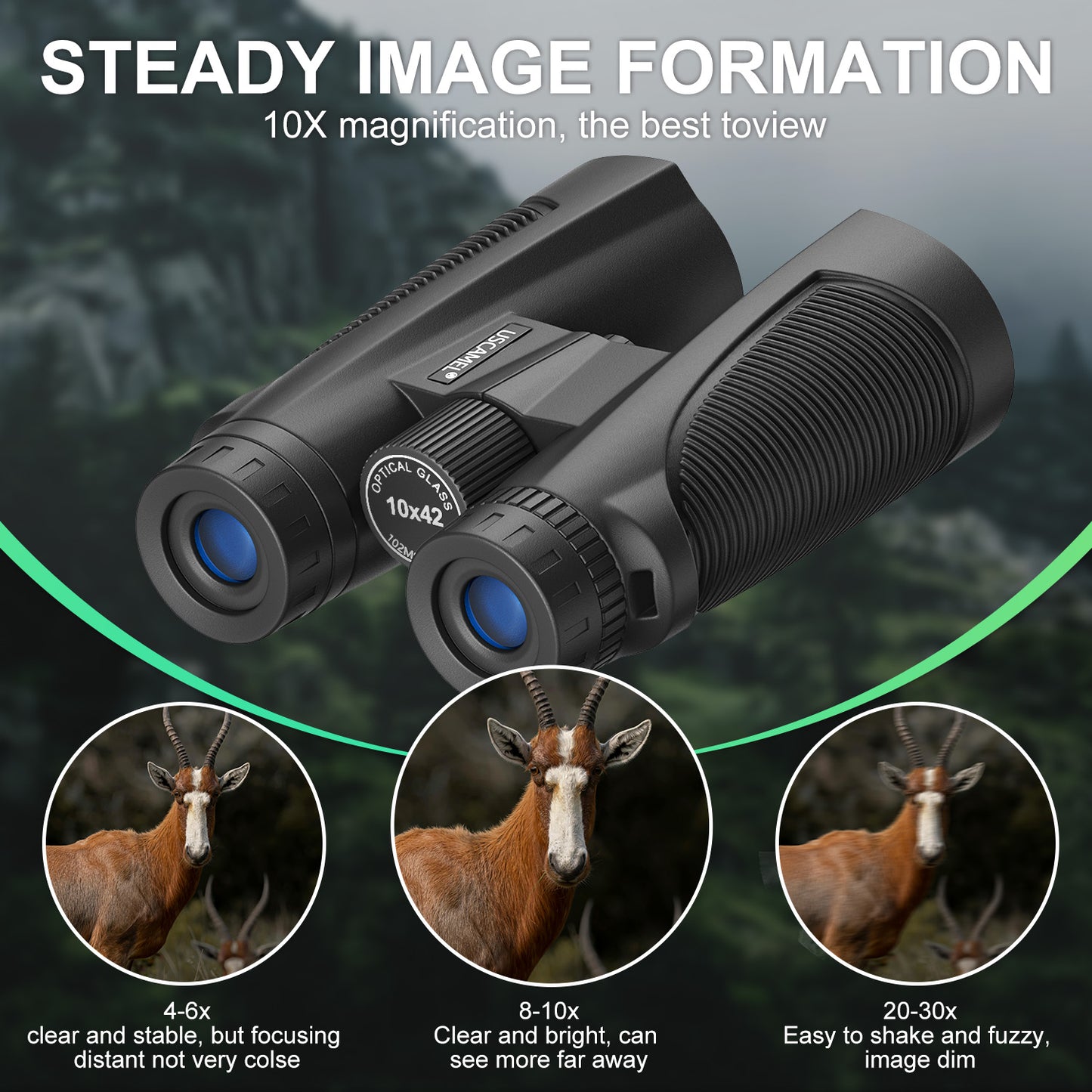 Binoculars for Adults, 10x42 Binoculars for Bird Watching Sports Climbing, FMC BAK4 Waterproof Fog-proof Binoculars BAK4 FMC Sharp View Low Night Light Vision w/Storage Bag