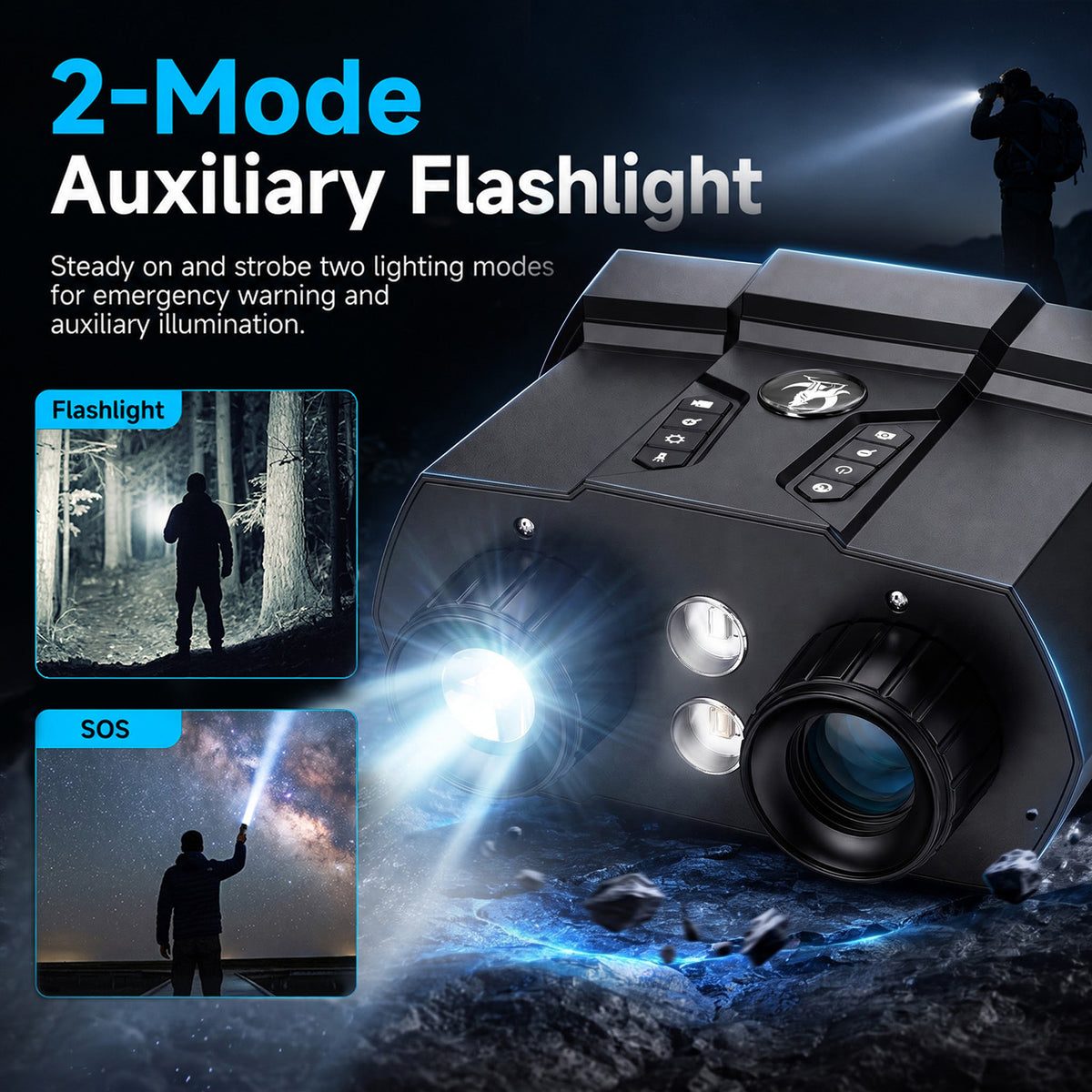 USCAMEL 4.4" Night Vision Binoculars for Adults, 4K Infrared Digital Night Vision Goggles Day & Night Use, 3000FT Long Range Viewing, 10X Aluminum Alloy Binoculars for Hunting Wildlife Watching