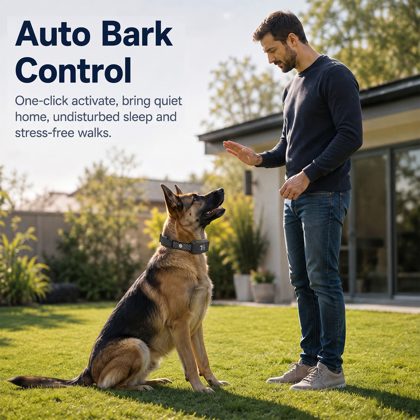 HUTACT Dog Bark Collar for Small Large Dogs, 7 Adjustable Levels 3 Training Modes, Effective Smart Anti-Bark Control Collar, Waterproof Rechargeable Anti Barking Collar Stop Barking