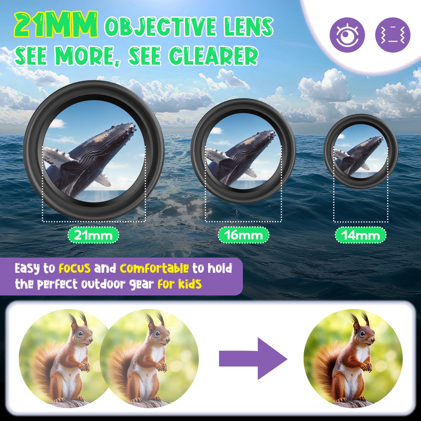 HUTACT Kids Binoculars, 8x21 Binoculars for Adults Child Beginner, FMC Porro Small Pocket Binoculars for Outdoors Bird Watching Sports Event Concert Camping