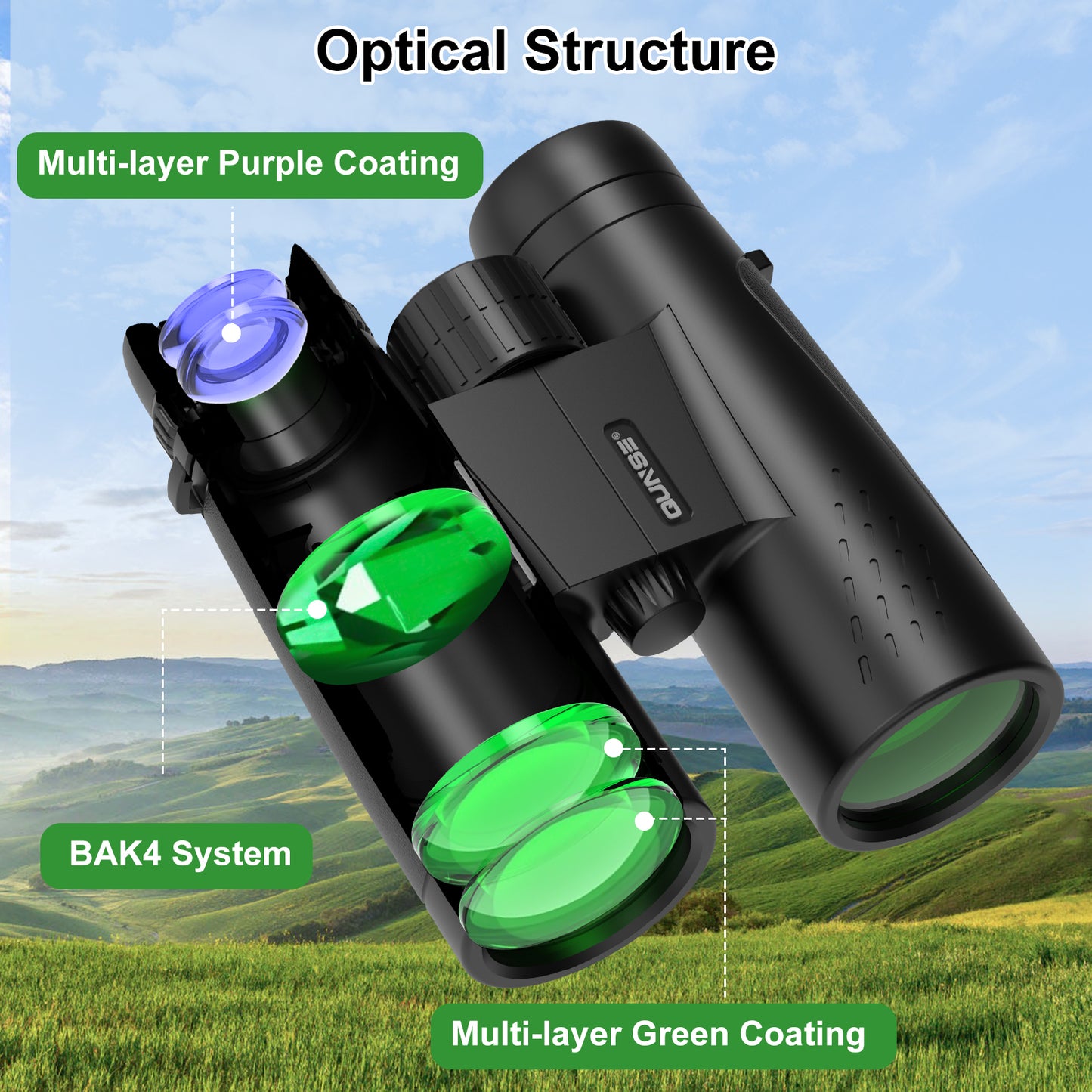 Binoculars for Adults Kids 10X 42mm Binoculars Wide View BAK4 Clear Image Waterproof Bincoulars w/ Phone Clip Storage Bag for Outdoor Event Birding Concert