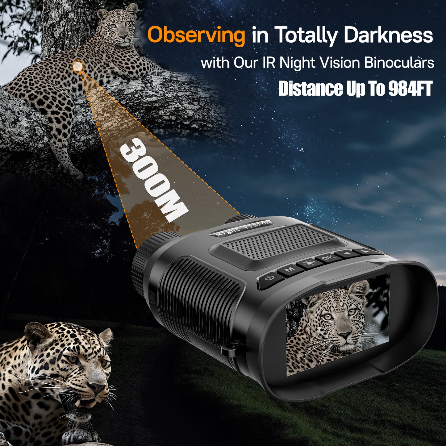 USCAMEL Night Vision Binoculars for Adults, 3" Screen Digital Goggles Day and Night, 8x Zoom Infrared Digital Binoculars w/32G SD Card, Card Reader for Photo & Video Record, for Hunting