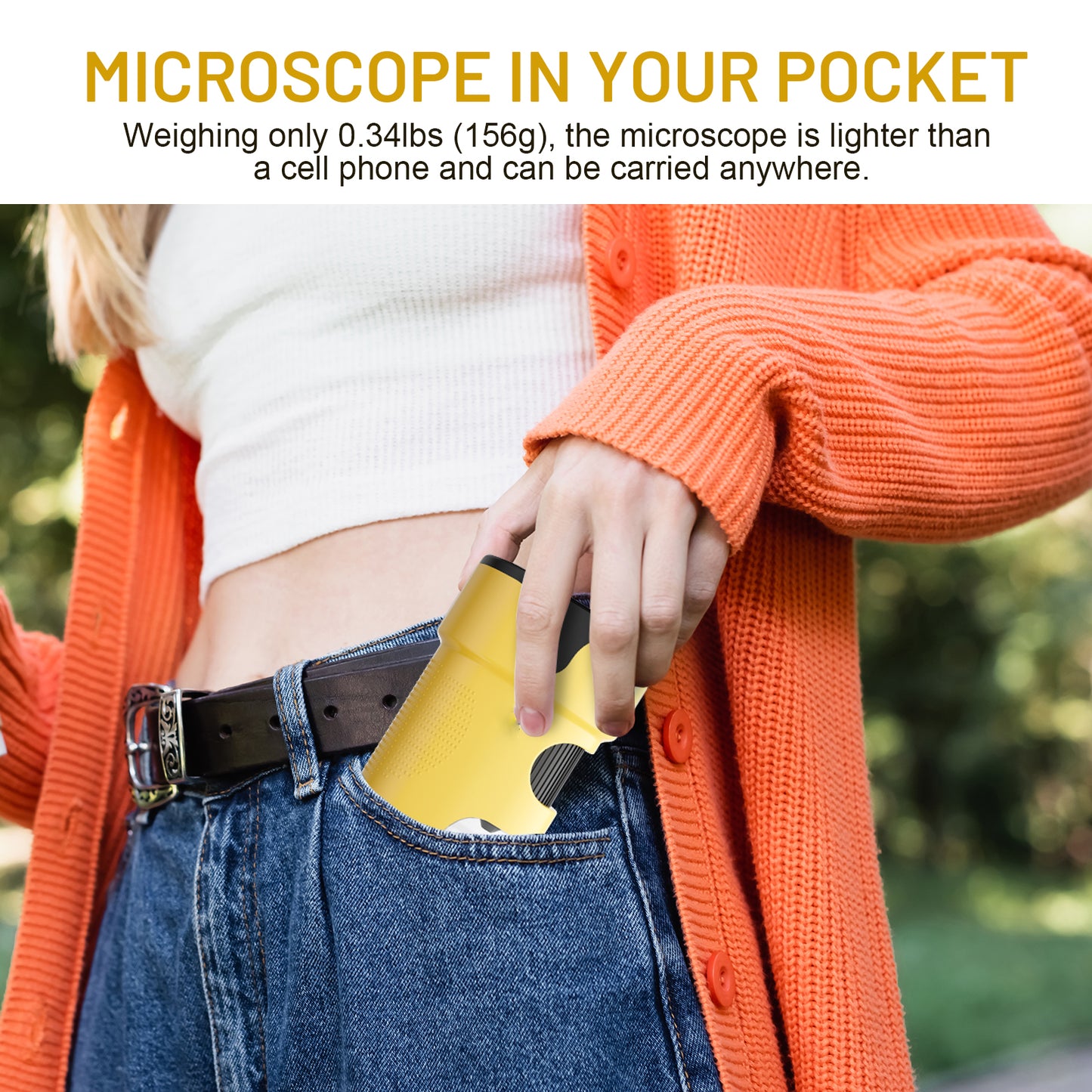 Pocket Digital Microscope for Kids, 2in Screen Microscope with LED Light 6 Slides