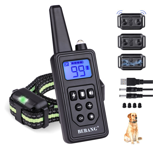 Dog Training Collars, Dog Shock Collar with Remote 880yards, Beep Vibration Shock Modes , Waterproof, LED Light, Perfect for Training Small Medium Large Dogs