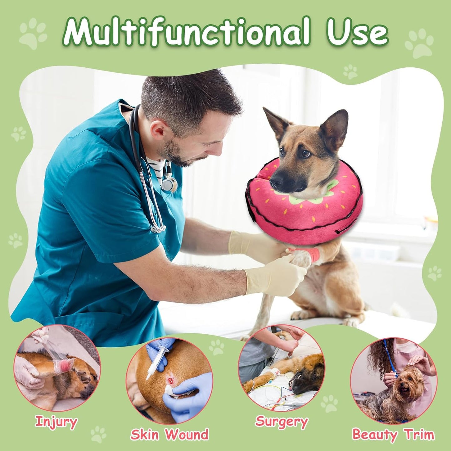 Inflatable Dog Cone, Protective Dog Donut Collar after Surgery for Small Dog